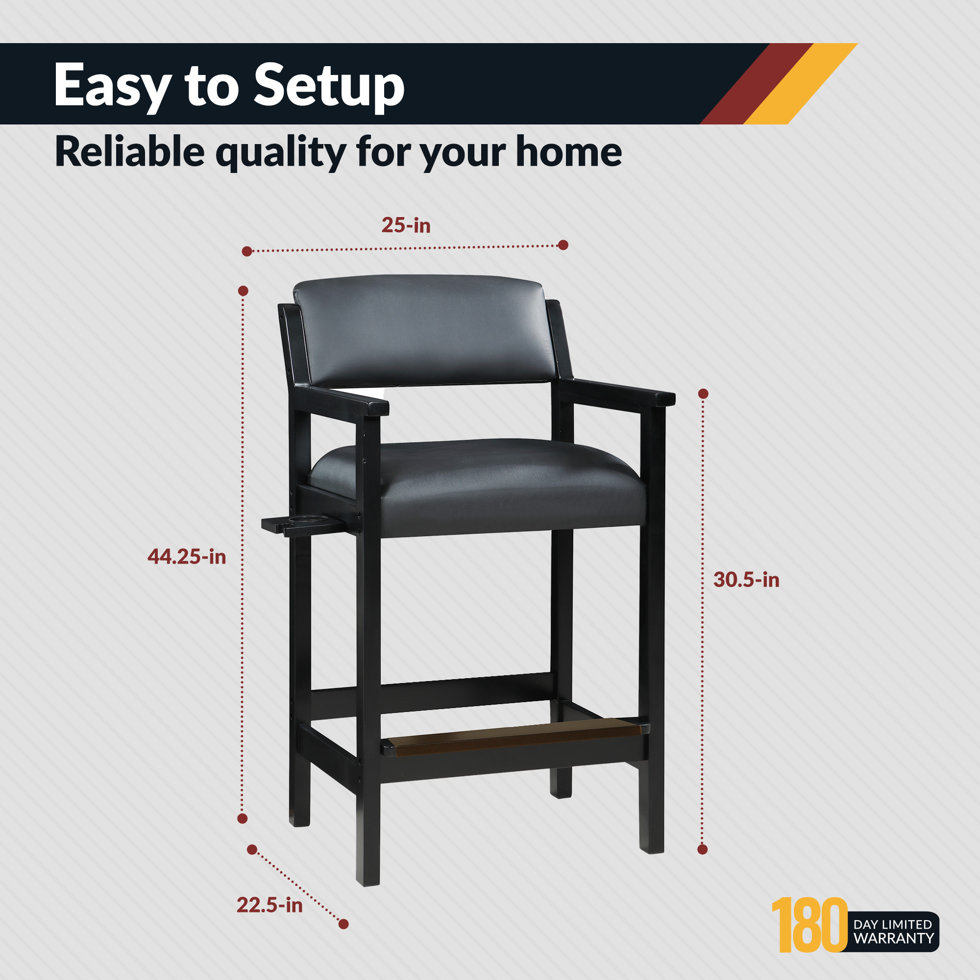 Cambridge 30-in High Top Spectator Chair - Black | BG2556-BK image 4