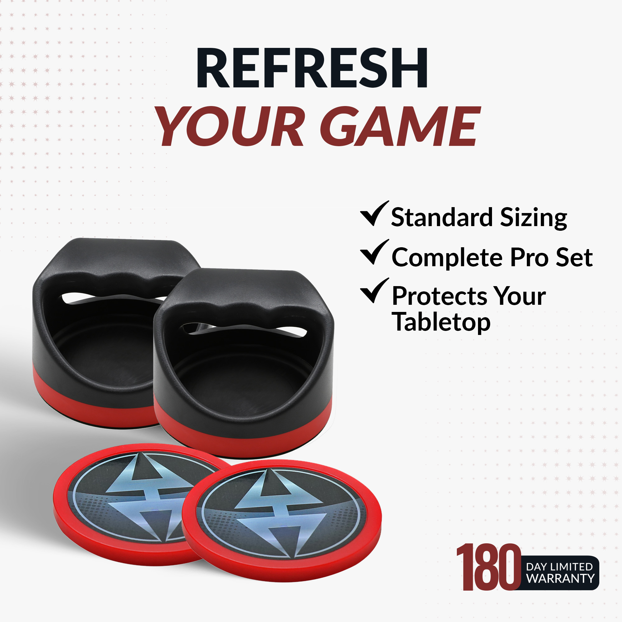 Air Hockey 4-in Strikers and Four 3-in Pucks - Black and Red | BG50385 image 6