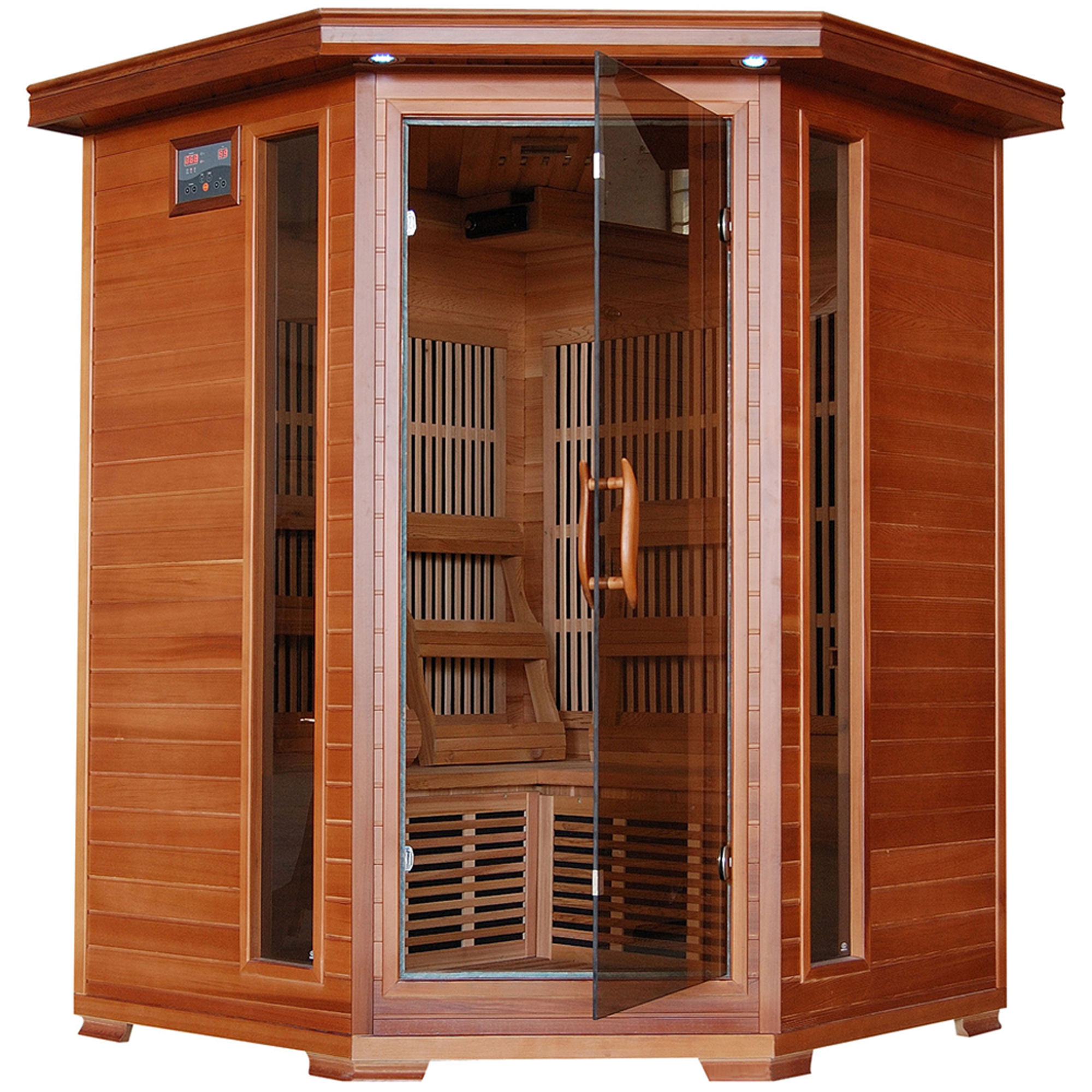 Hudson Bay 3-Person Cedar Corner Infrared Sauna with 7 Carbon Heaters | SA1312 - product image