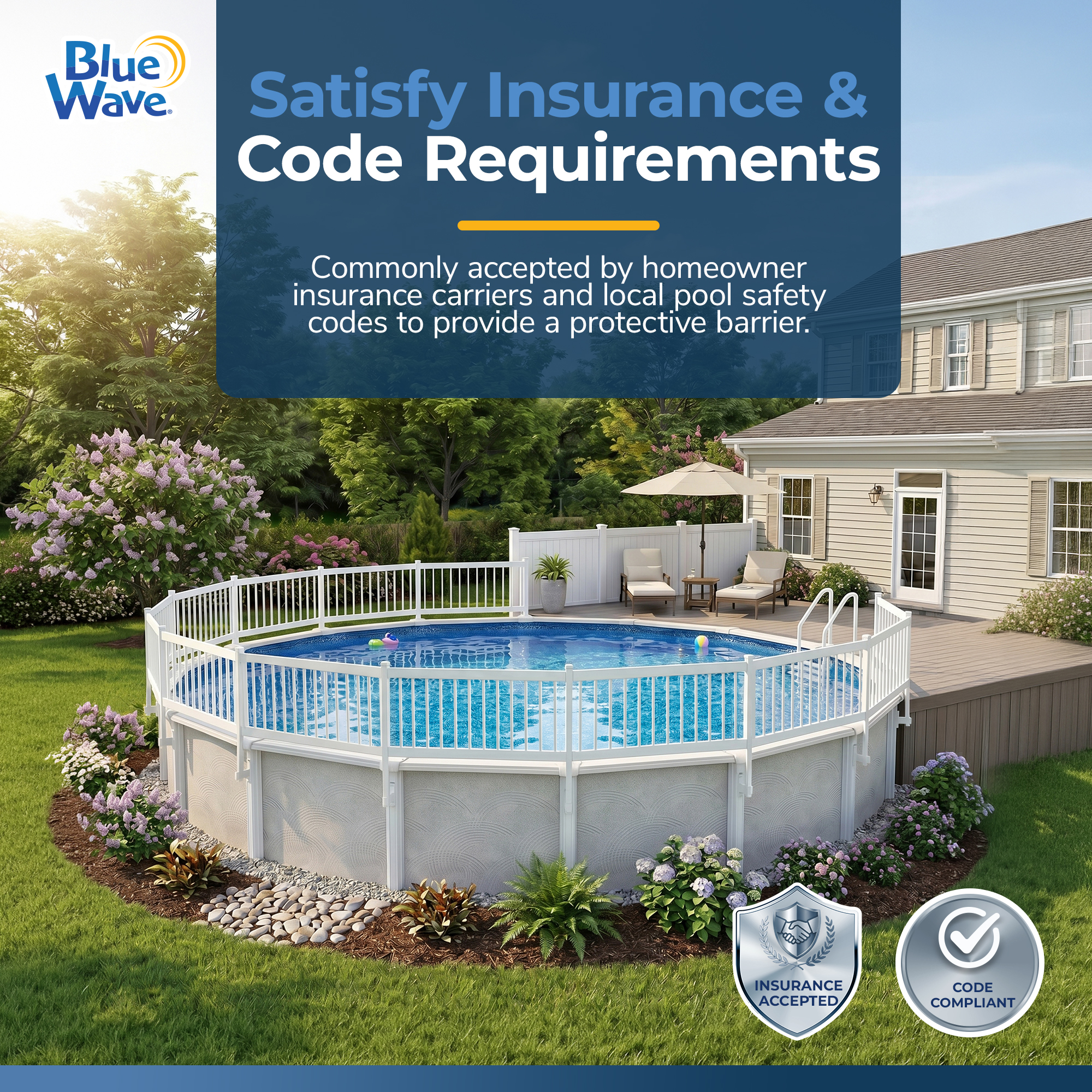 Above Ground Pool Fence Kit (8 Sections) - White | NE145 image 2