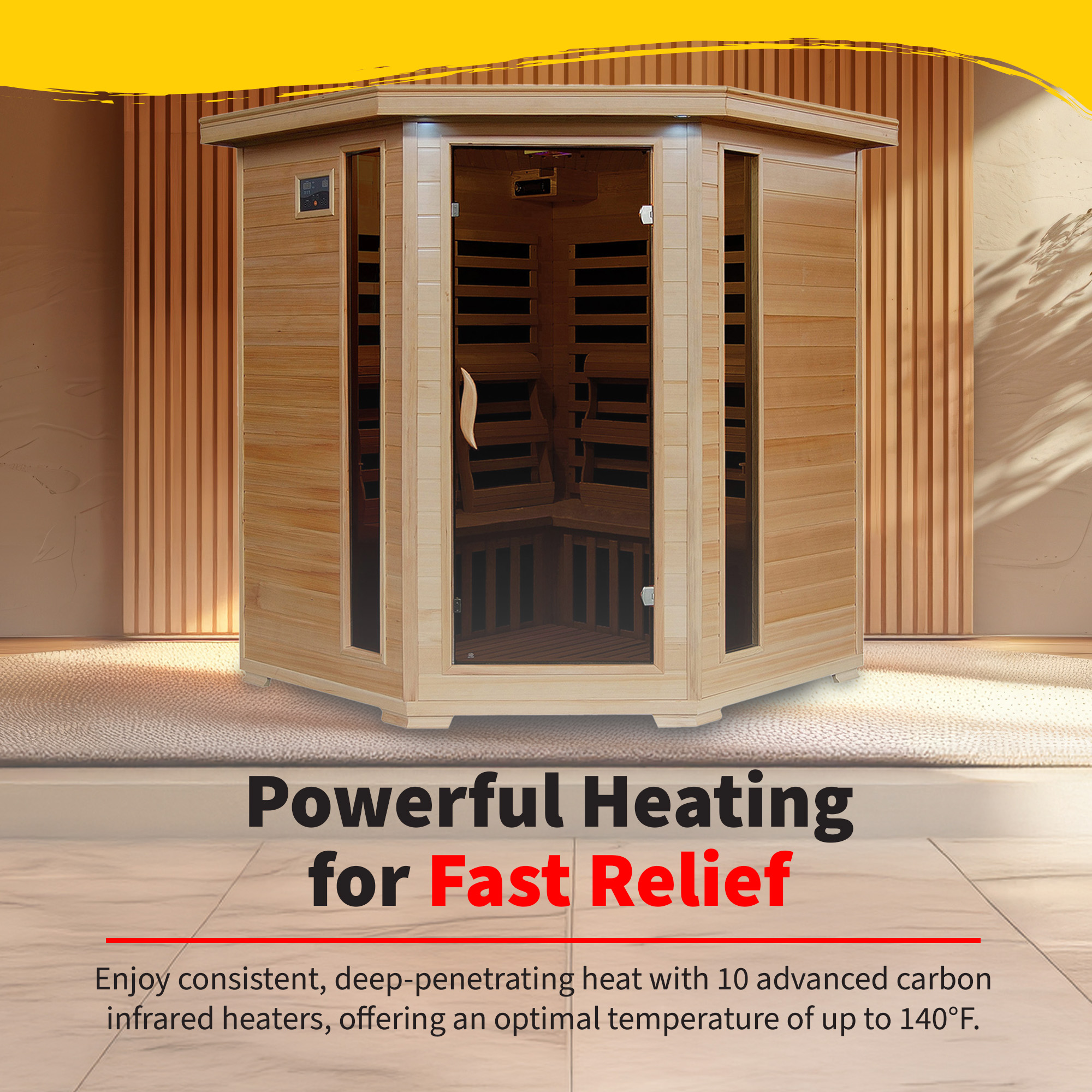 Tucson 4-Person Hemlock Corner Infrared Sauna with 10 Carbon Heaters | SA2420DX image 7