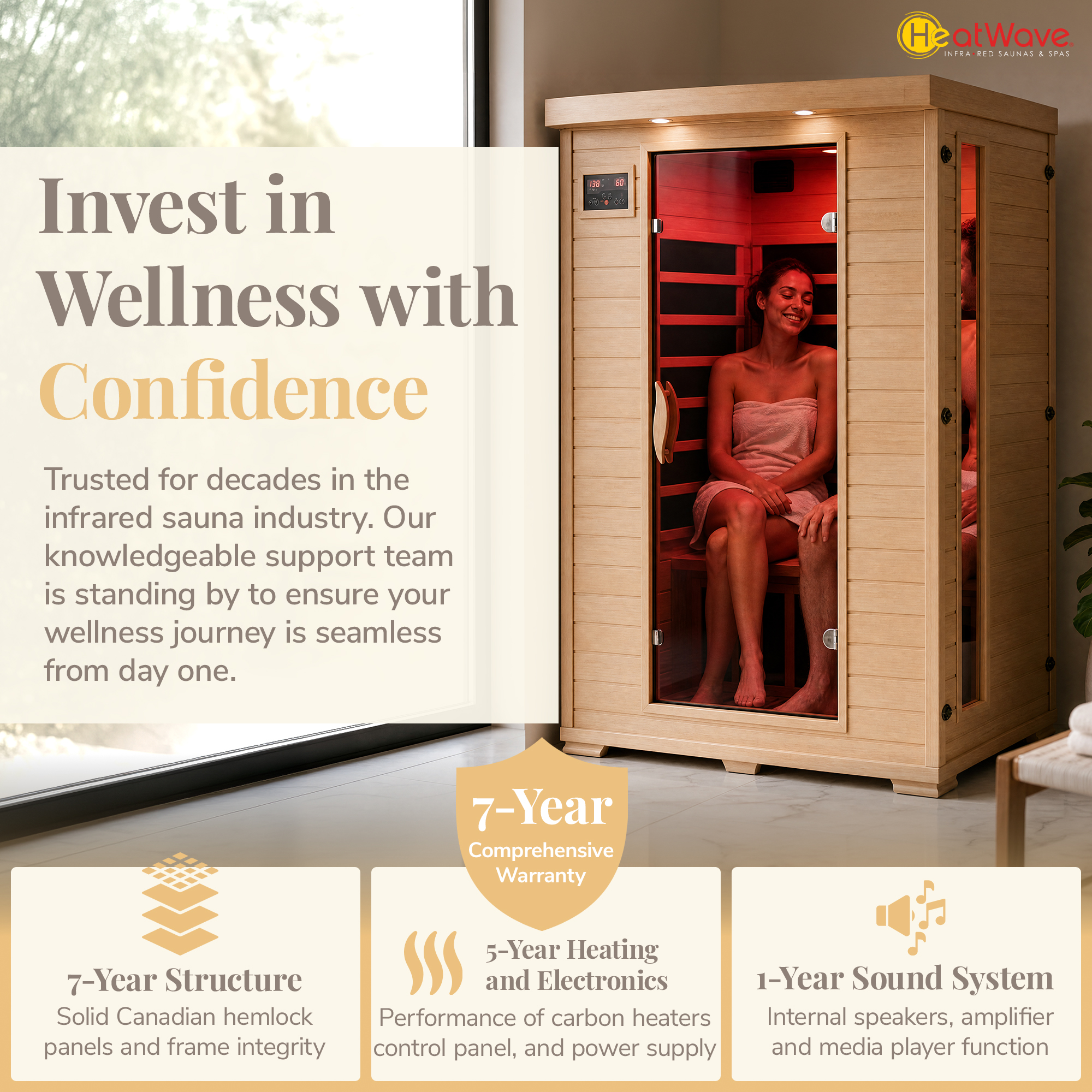 Coronado 2-Person Hemlock Deluxe Infrared Sauna with 6 Carbon Heaters | SA2409 image 8