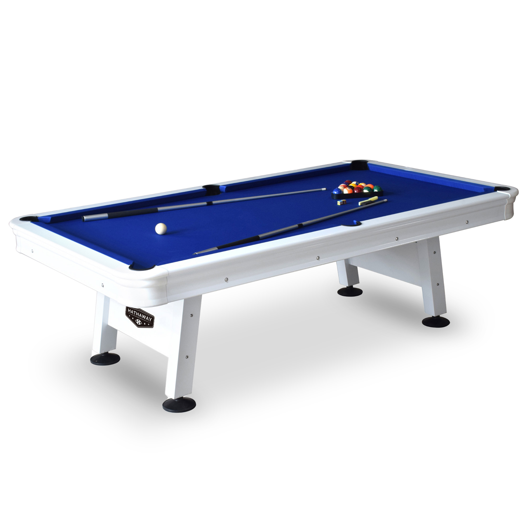 Alpine 8-ft Outdoor Pool Table - White with Blue Felt | BG3147 - product image