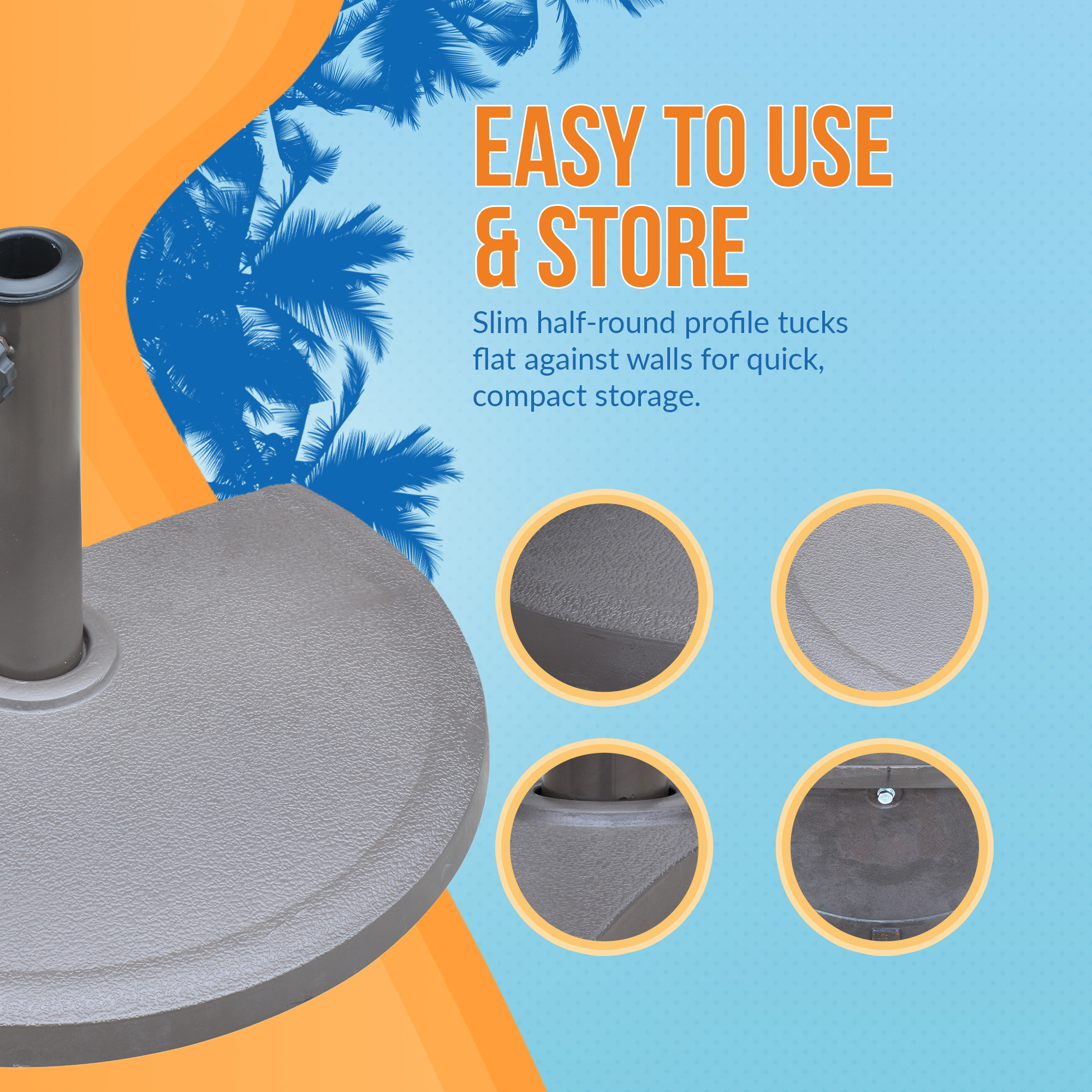 20-lb All-Weather Outdoor Resin Half Umbrella Base - Bronze | NU5420 image 6