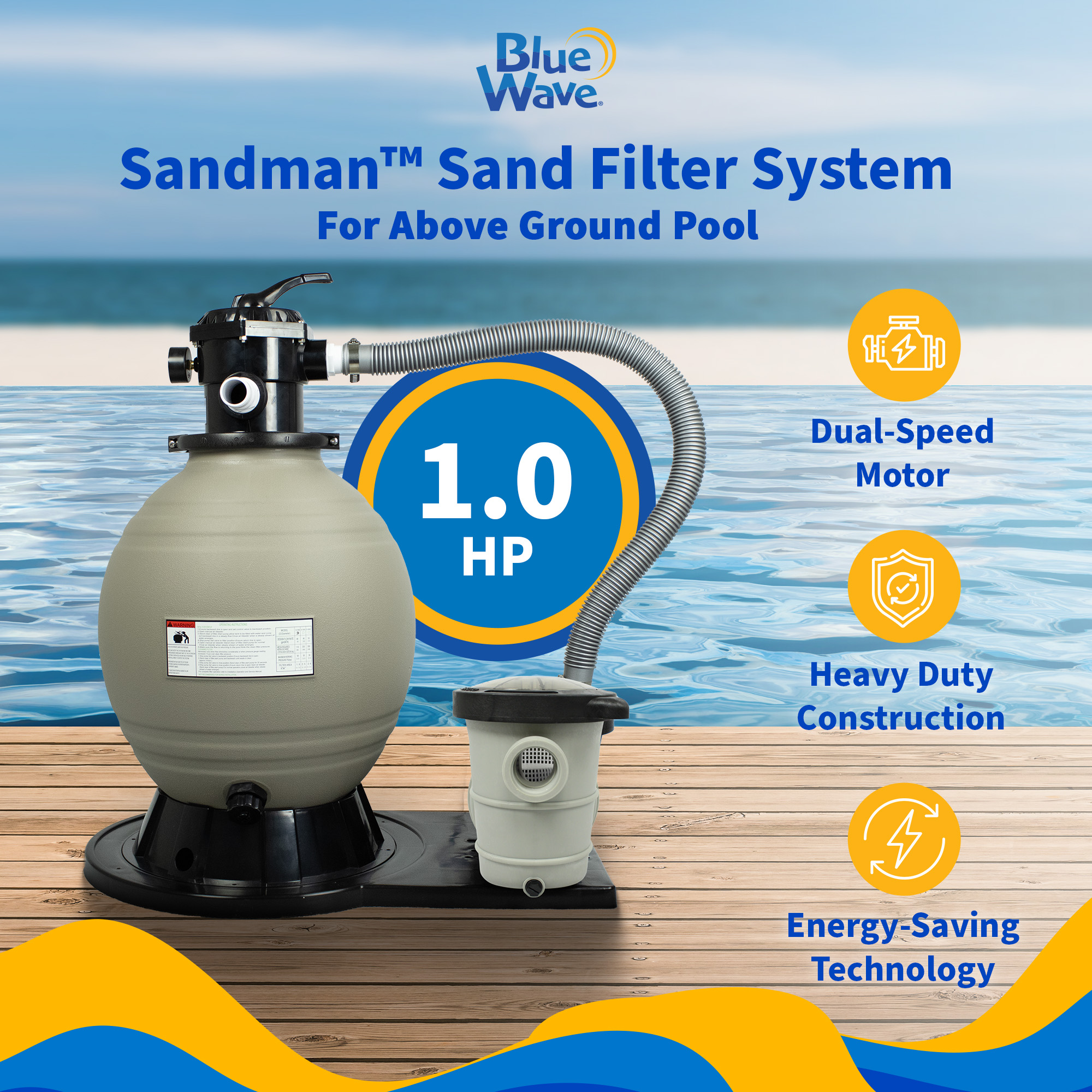 Blue Wave Sandman™ Sand Filter System w/ 1.0HP Pump - Above Ground | NE6150 image 3