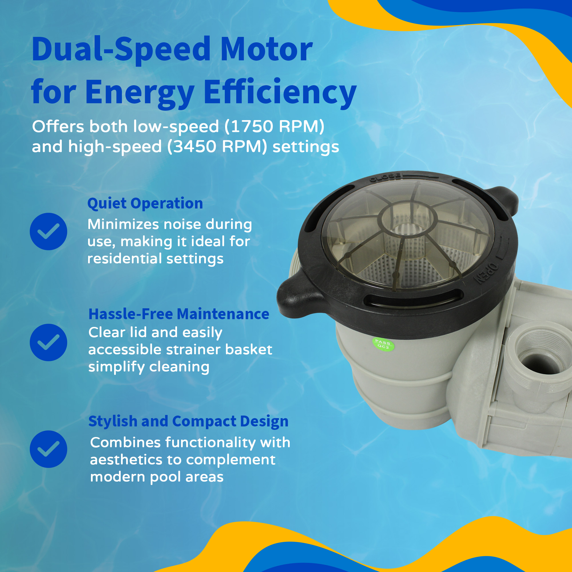 Tidal Wave® Maxi II 1.5HP Above Ground Dual Speed Pool Pump | NE6183 image 7