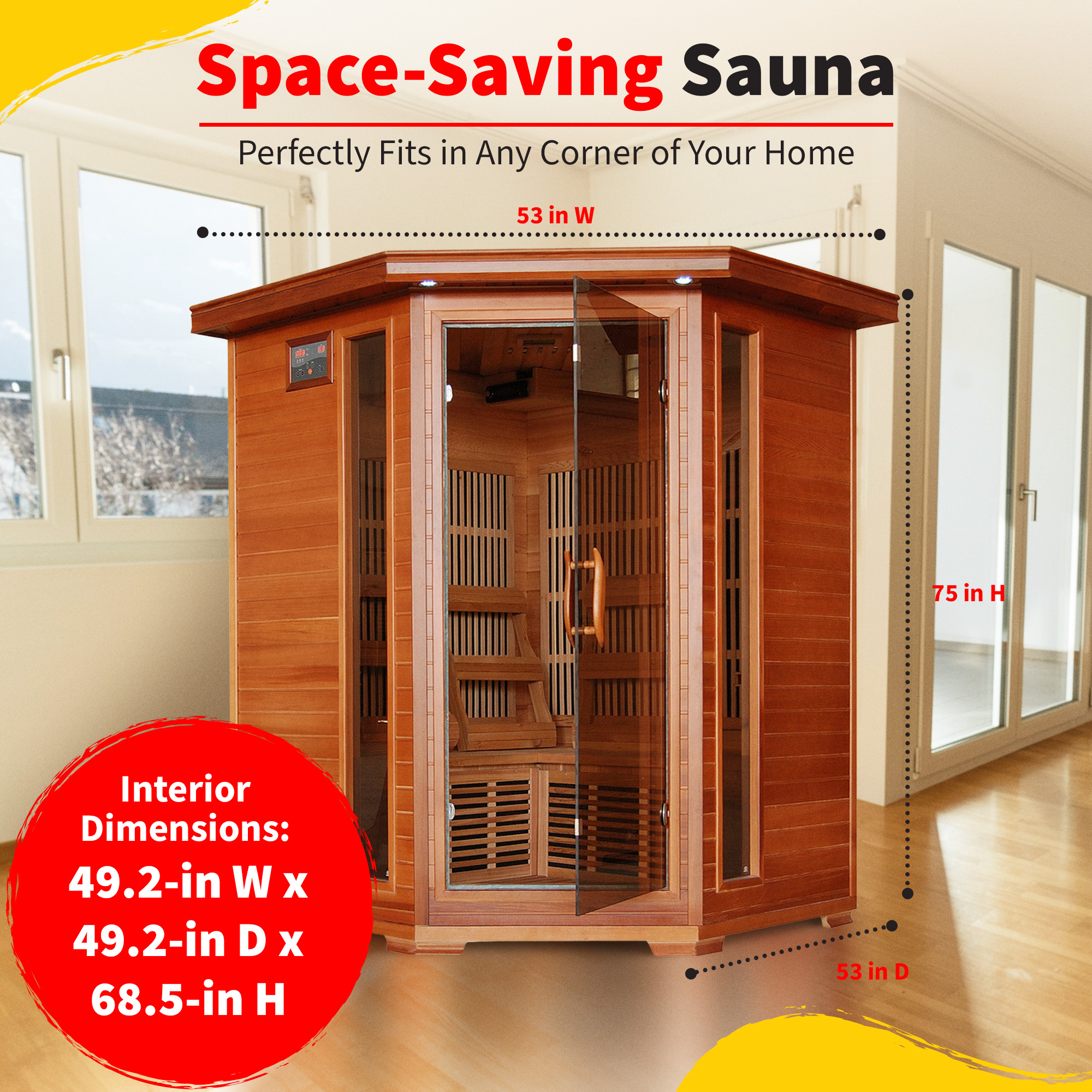 Hudson Bay 3-Person Cedar Corner Infrared Sauna with 7 Carbon Heaters | SA1312 image 5