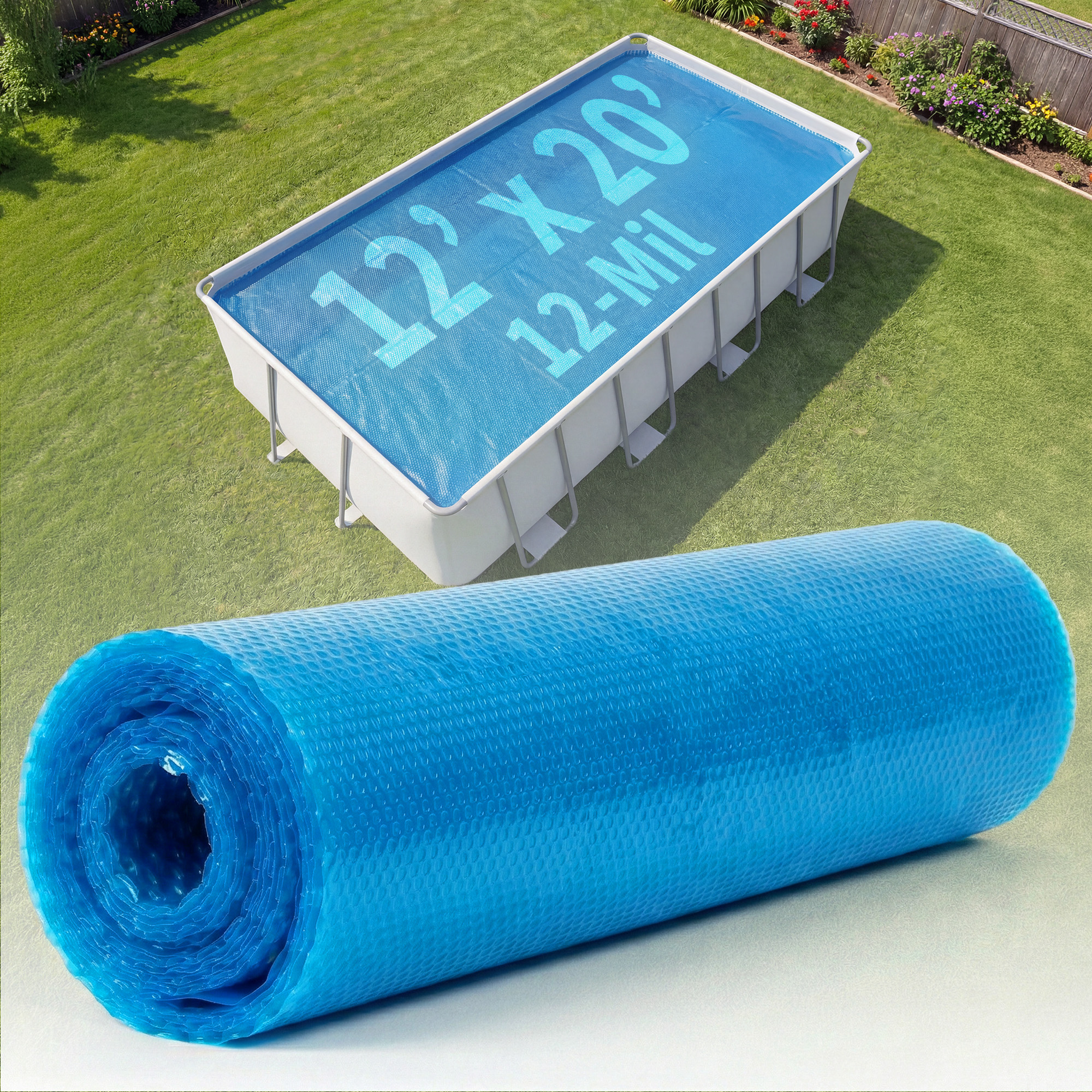 Blue Wave 12-mil Solar Blanket for Rectangular 12-ft x 20-ft In-Ground Pools – Blue | NS400 image 2