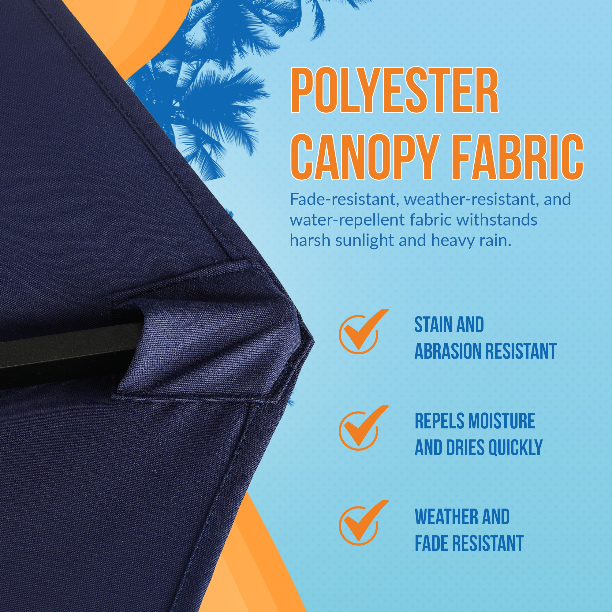 Cabo 9-ft Spring-Up Octagon Market Umbrella - Navy Blue - Breez-Tex Canopy | NU6841 image 7