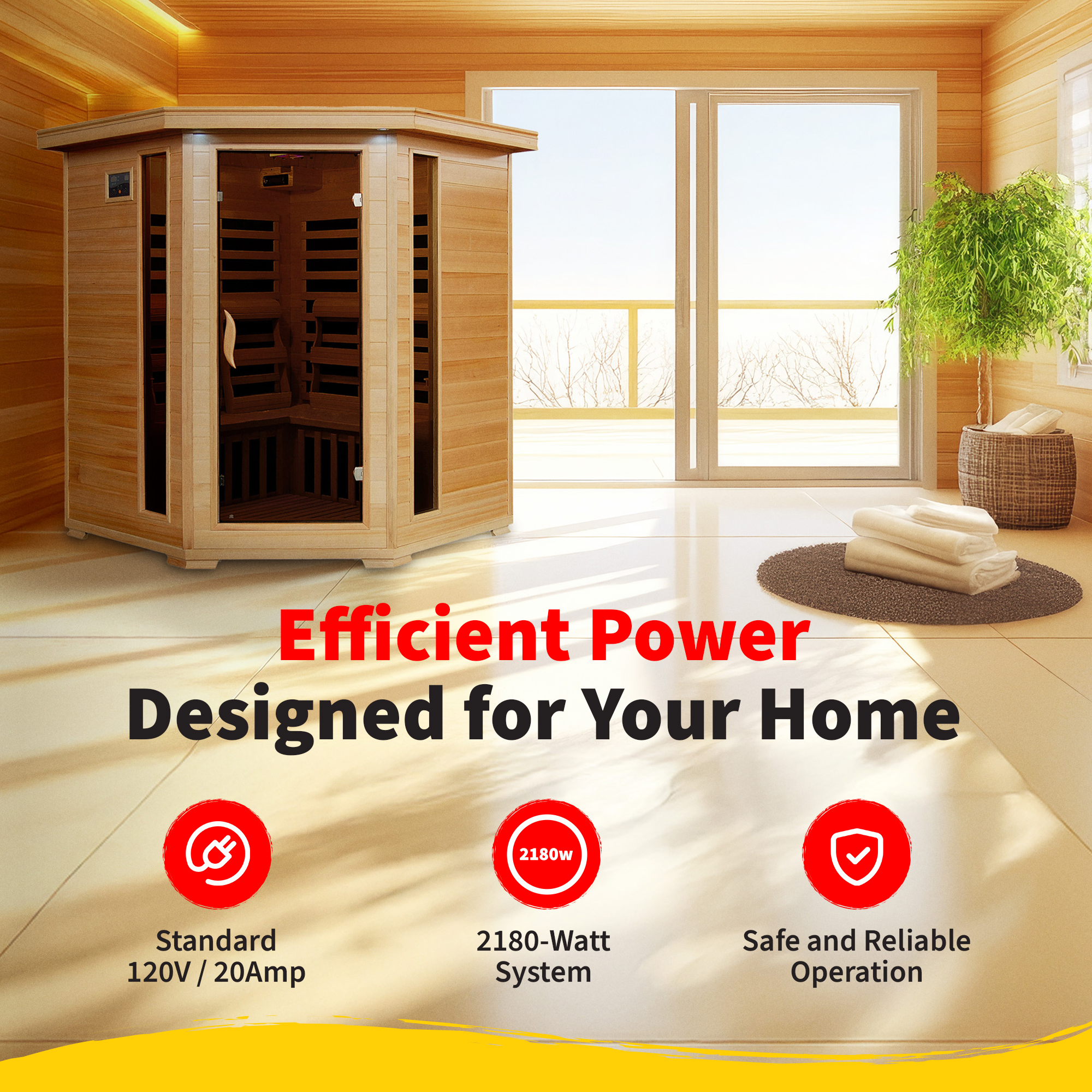 Tucson 4-Person Hemlock Corner Infrared Sauna with 10 Carbon Heaters | SA2420DX image 8
