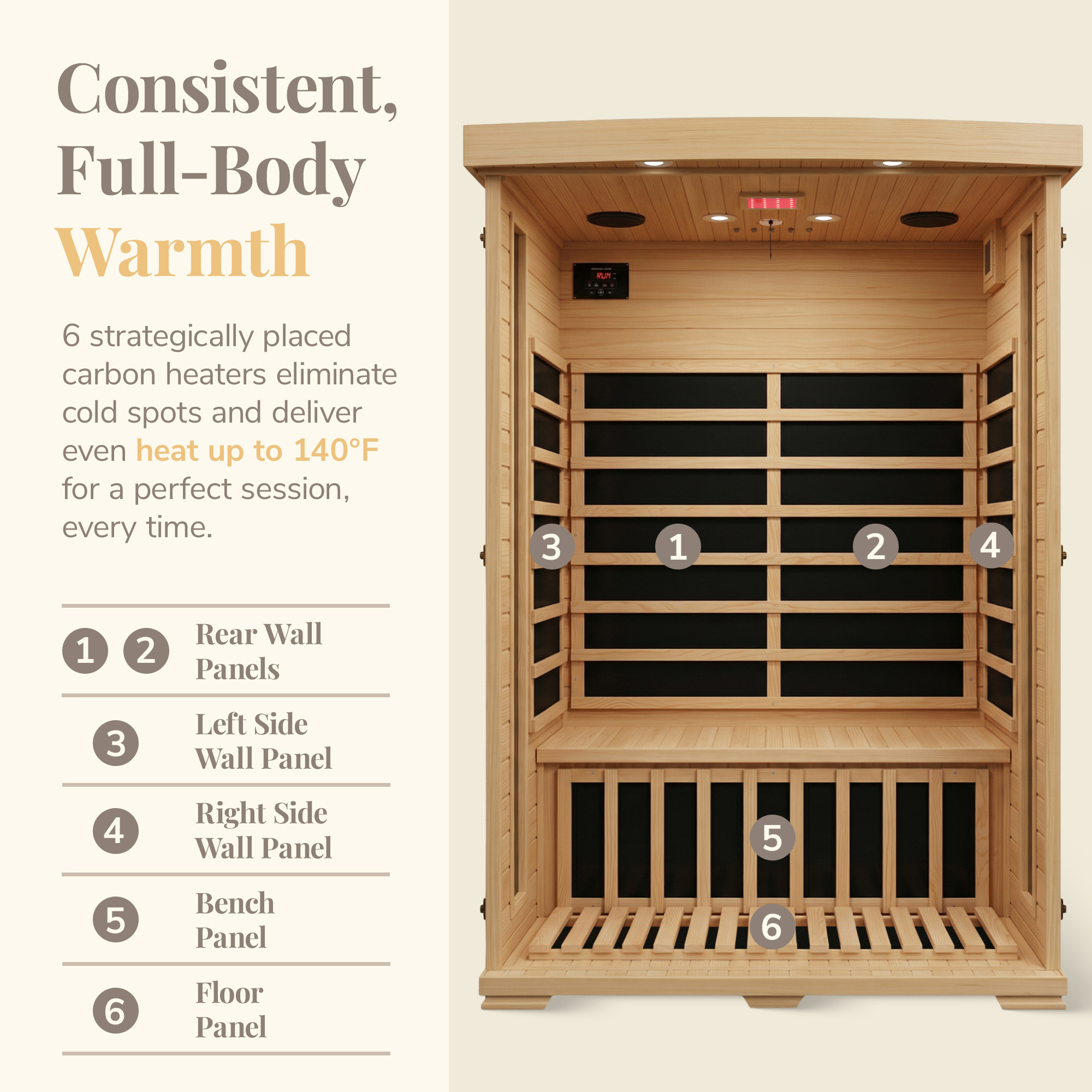 Coronado 2-Person Hemlock Deluxe Infrared Sauna with 6 Carbon Heaters | SA2409 image 3