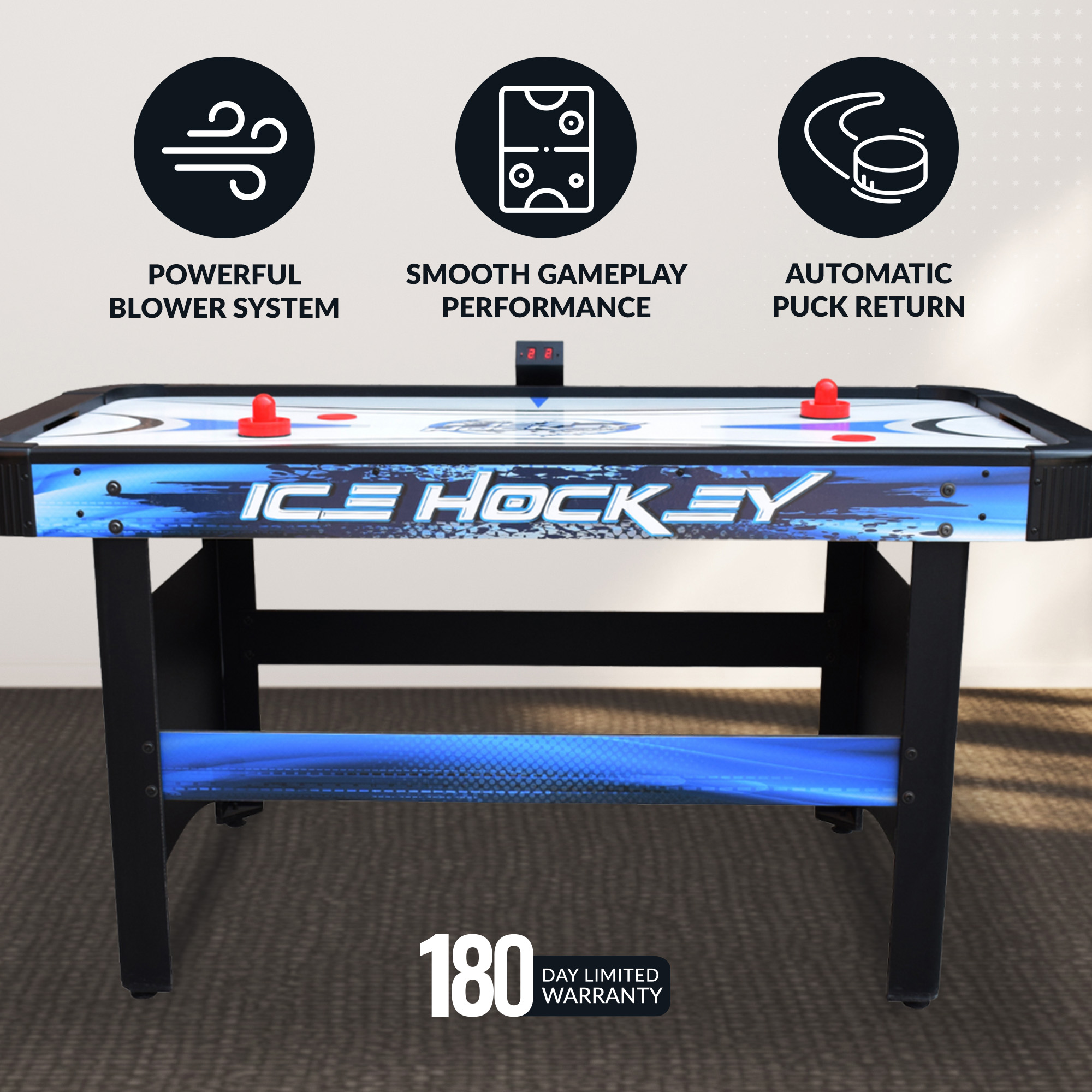 Face-Off 60-in Air Hockey Table with LED Scoring | BG1009H image 5