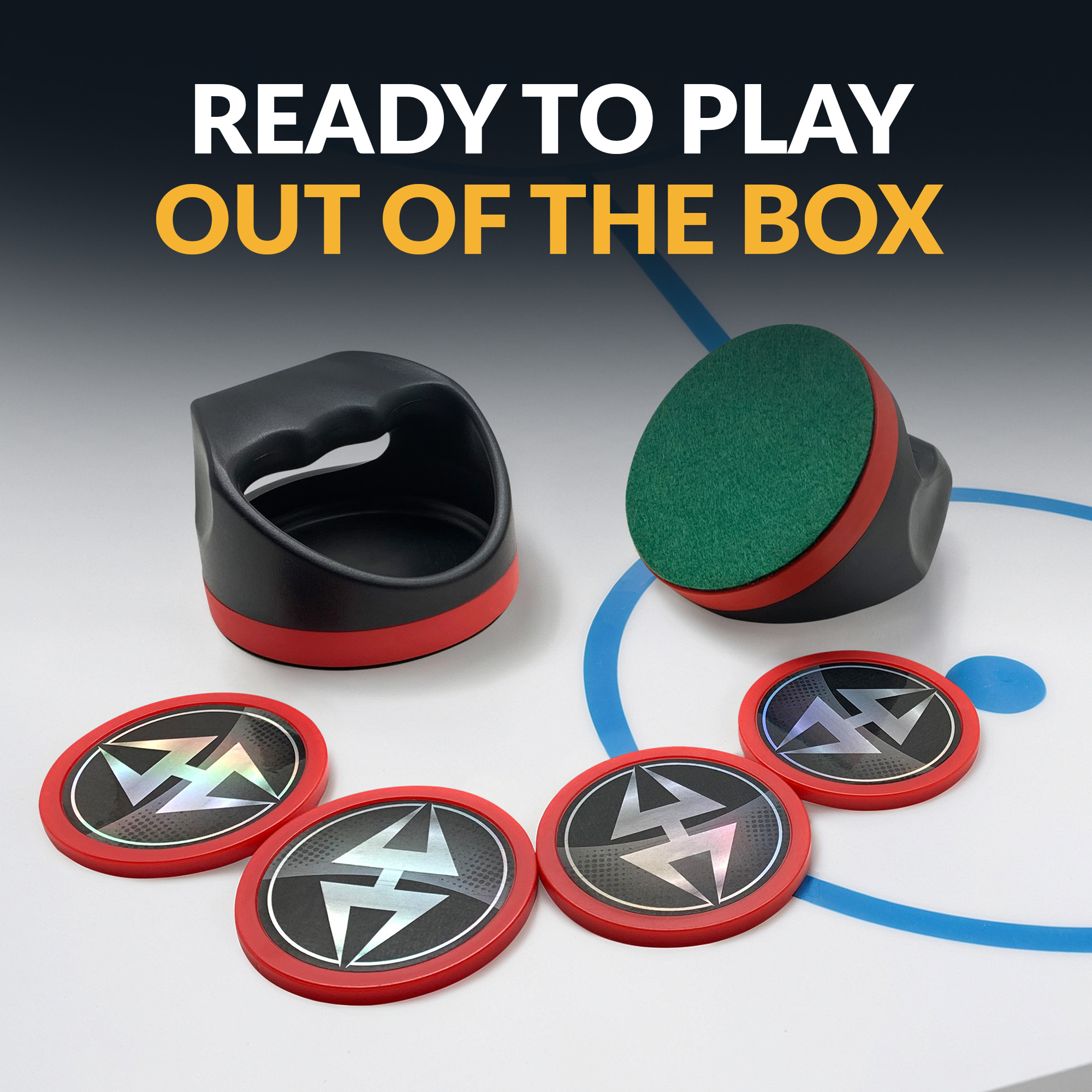 Air Hockey 4-in Strikers and Four 3-in Pucks - Black and Red | BG50385 image 5