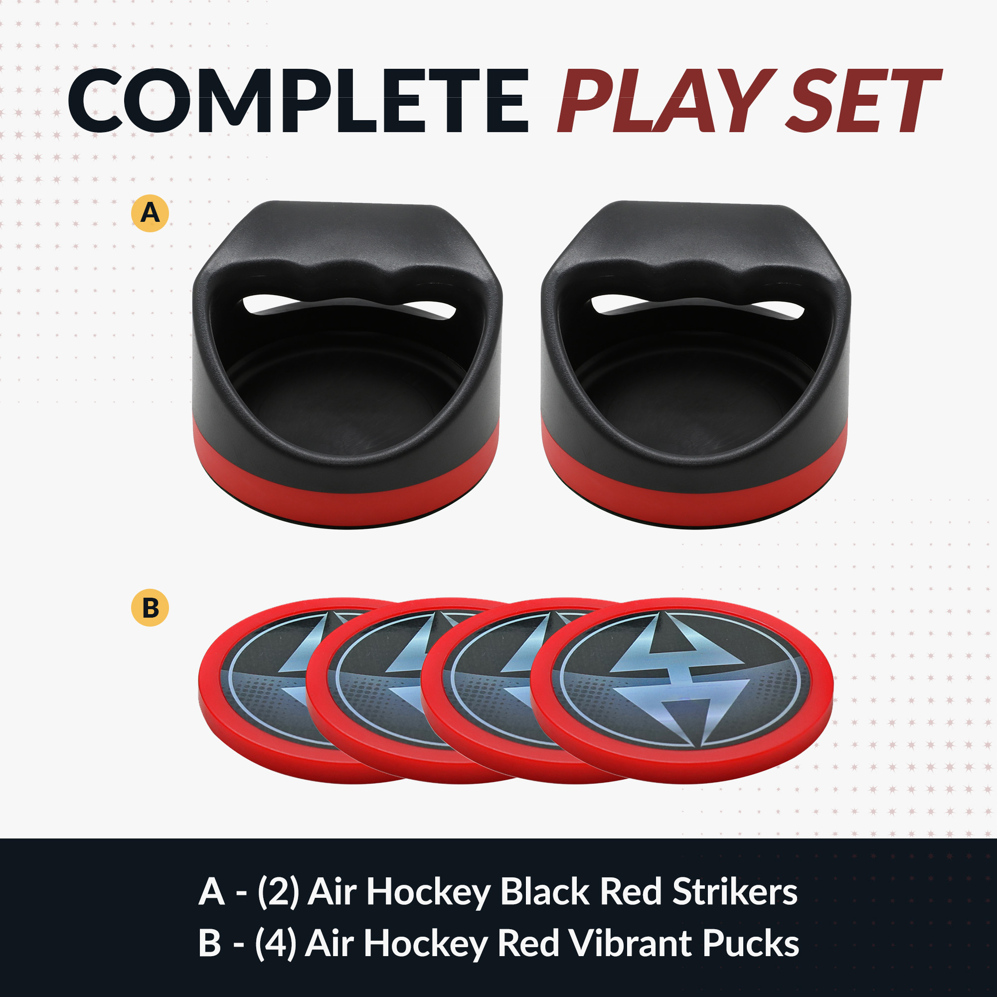 Air Hockey 4-in Strikers and Four 3-in Pucks - Black and Red | BG50385 image 3