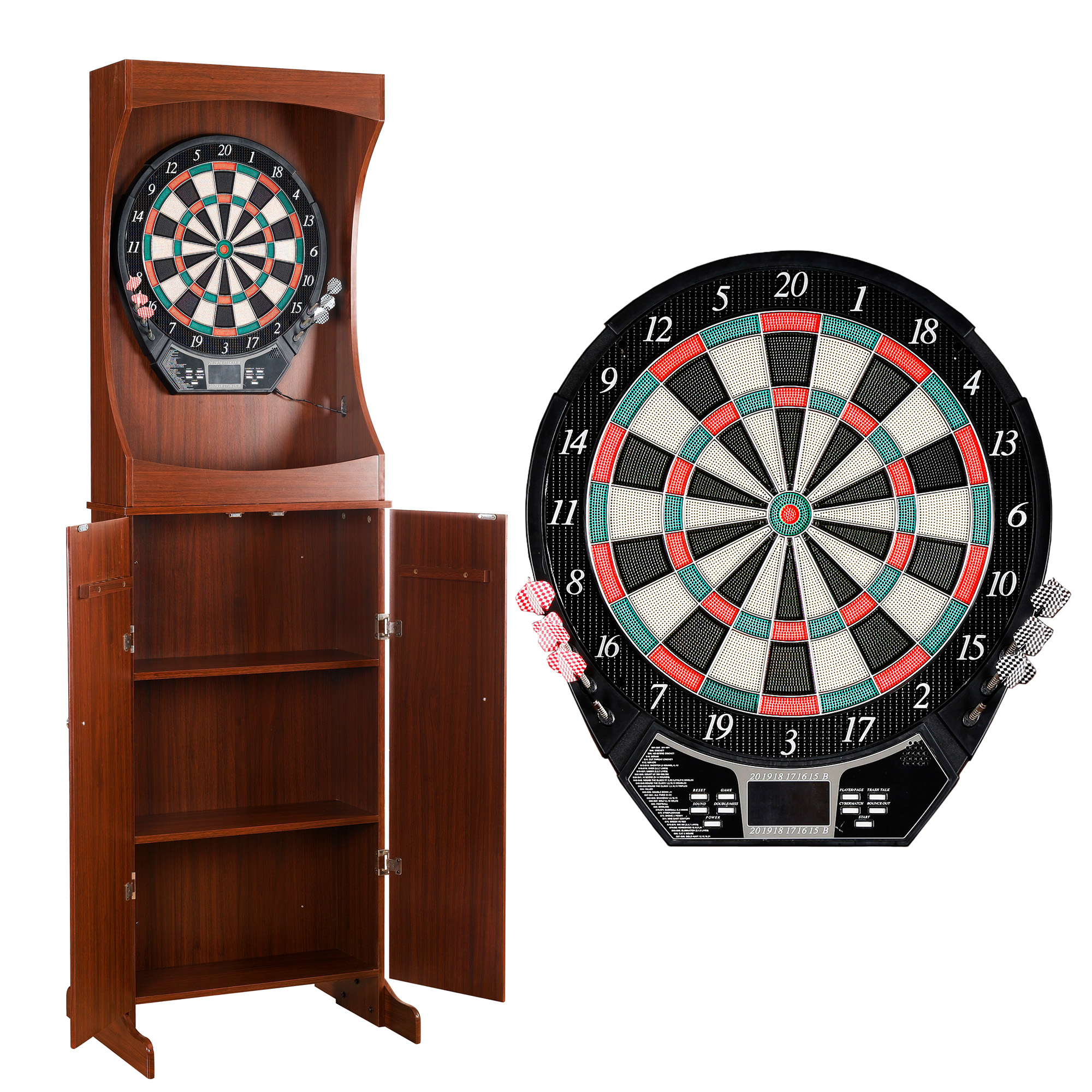 Outlaw Electronic Dartboard and 81-in Free-Standing Cabinet - Cherry Finish | BG1040 image 2