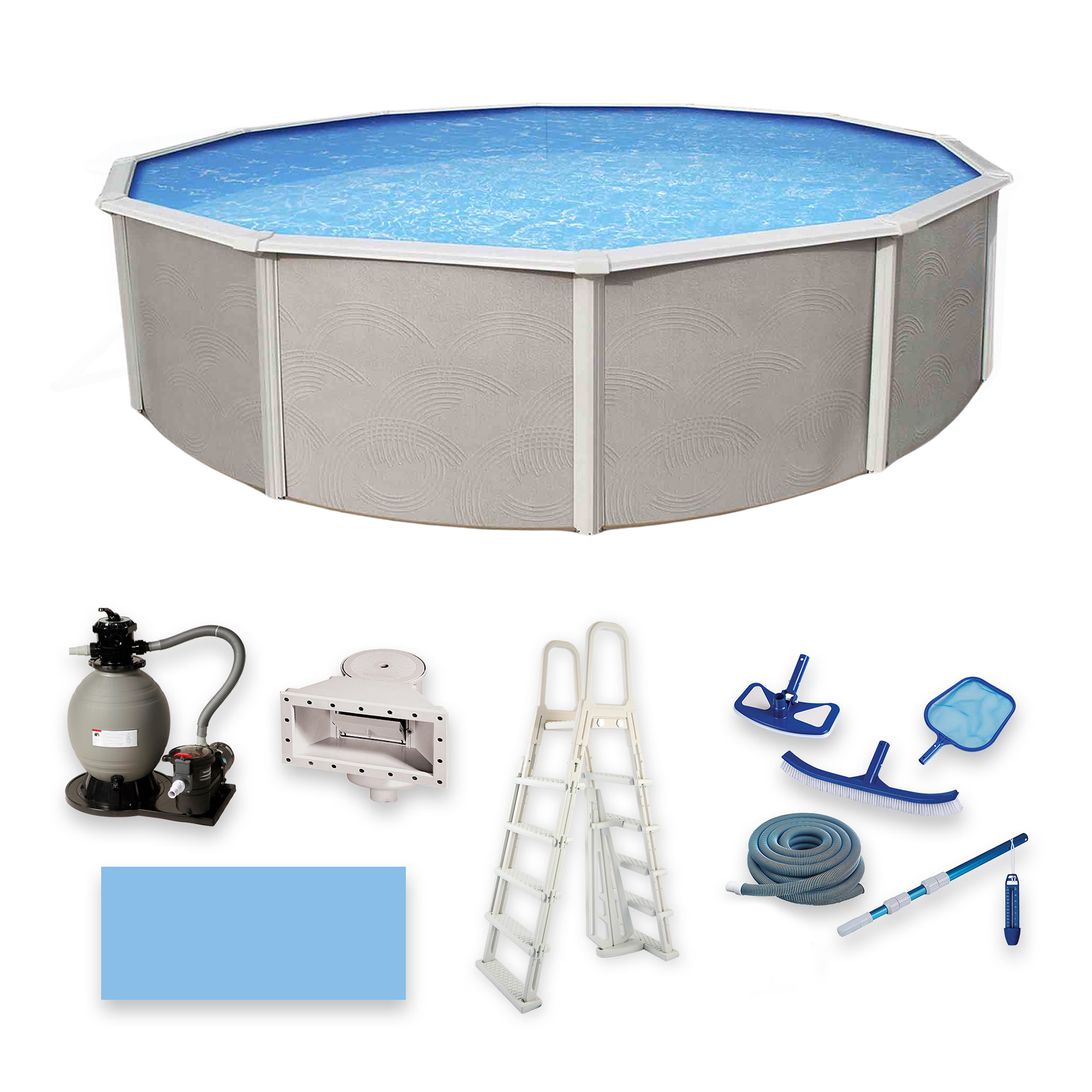 Belize 18-ft Round 52-in Deep 6-in Top Rail Swimming Pool Package | NB3032 image 2
