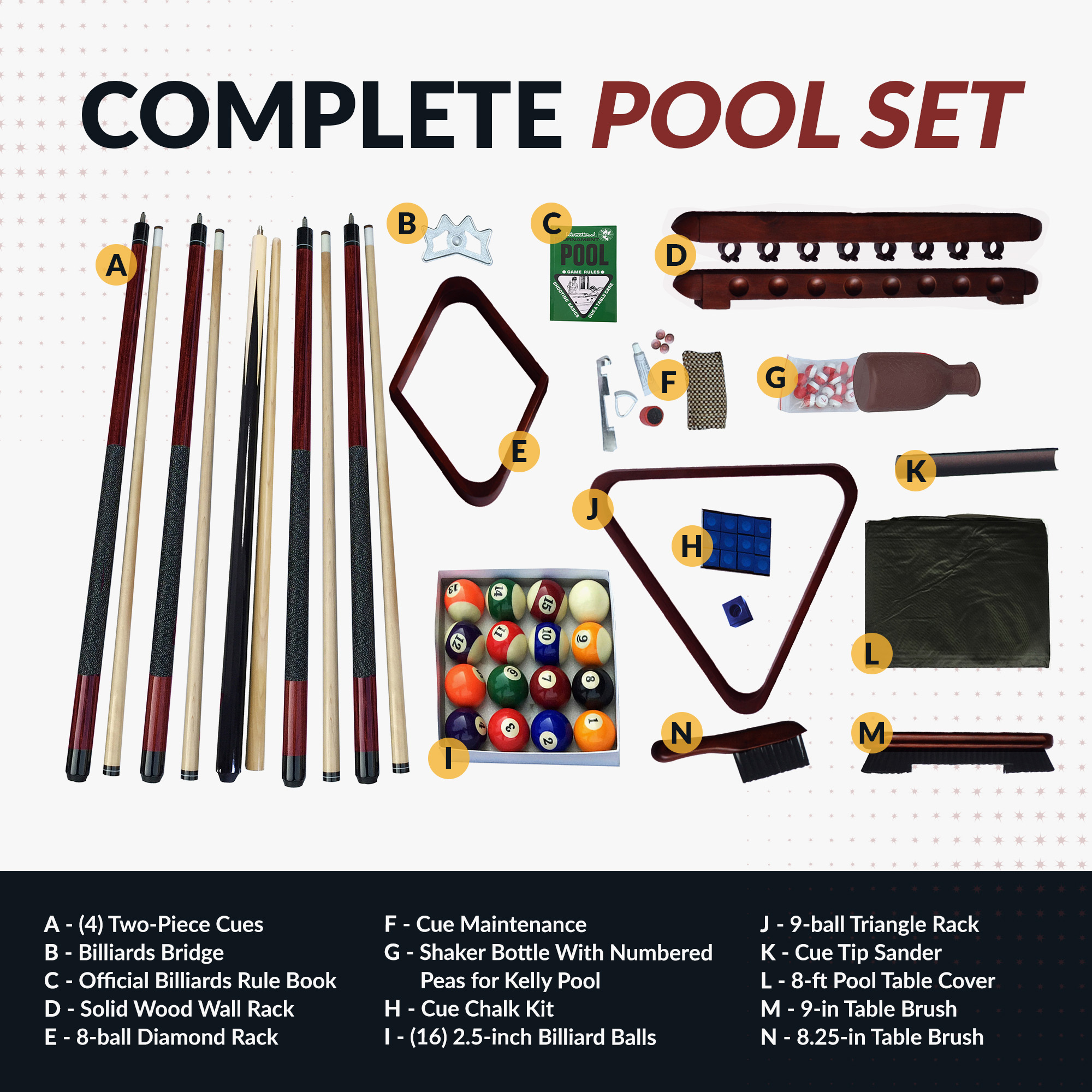 Deluxe Billiards Accessory Kit - Mahogany Finish | BG2540M image 2