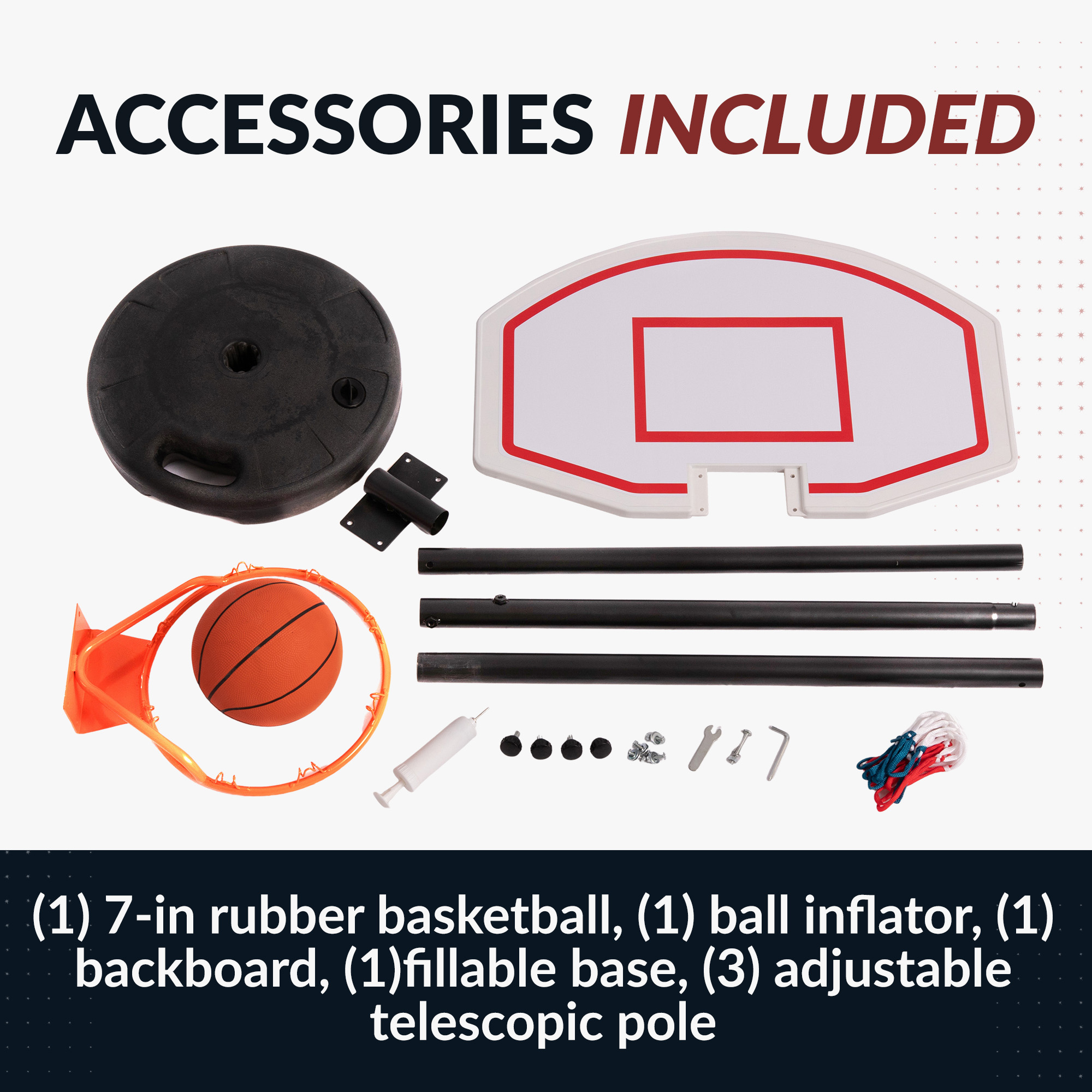 Streetball 79-in High Adjustable Portable Basketball System - White | BG50365 image 7