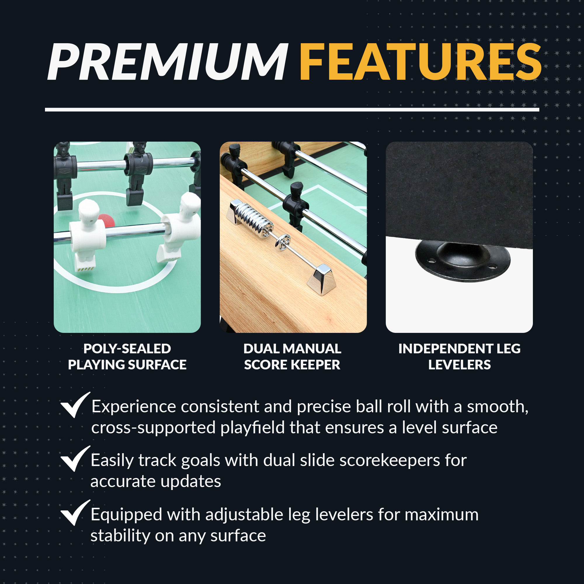 Center Stage Pro Series 59-in Foosball Table - Telescopic Safety Rods | BG50382 image 6