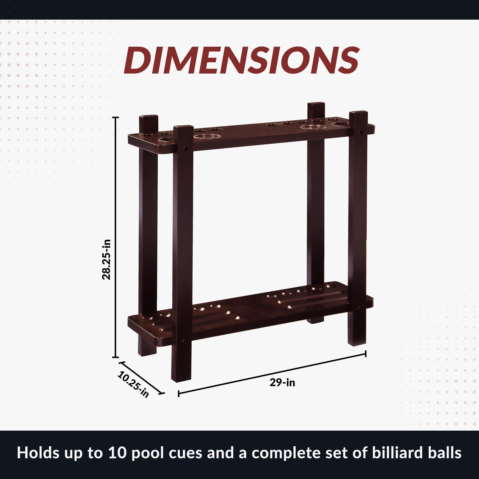 Classic 28-in Floor Billiard Cue Rack - Mahogany Finish | BG2567M image 2