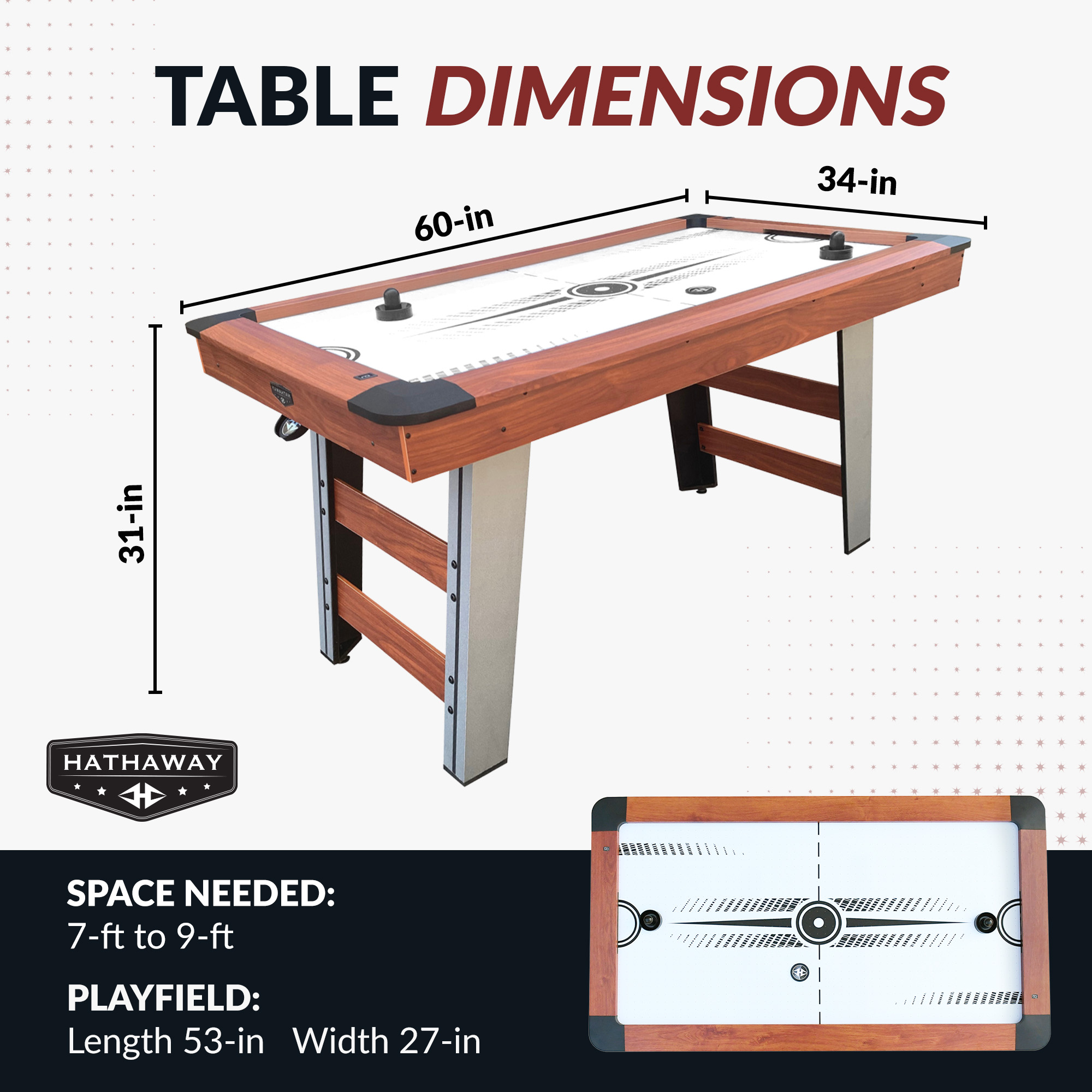 Dorsett 60-in Air Hockey Table with LED Scoring | BG50387 image 3