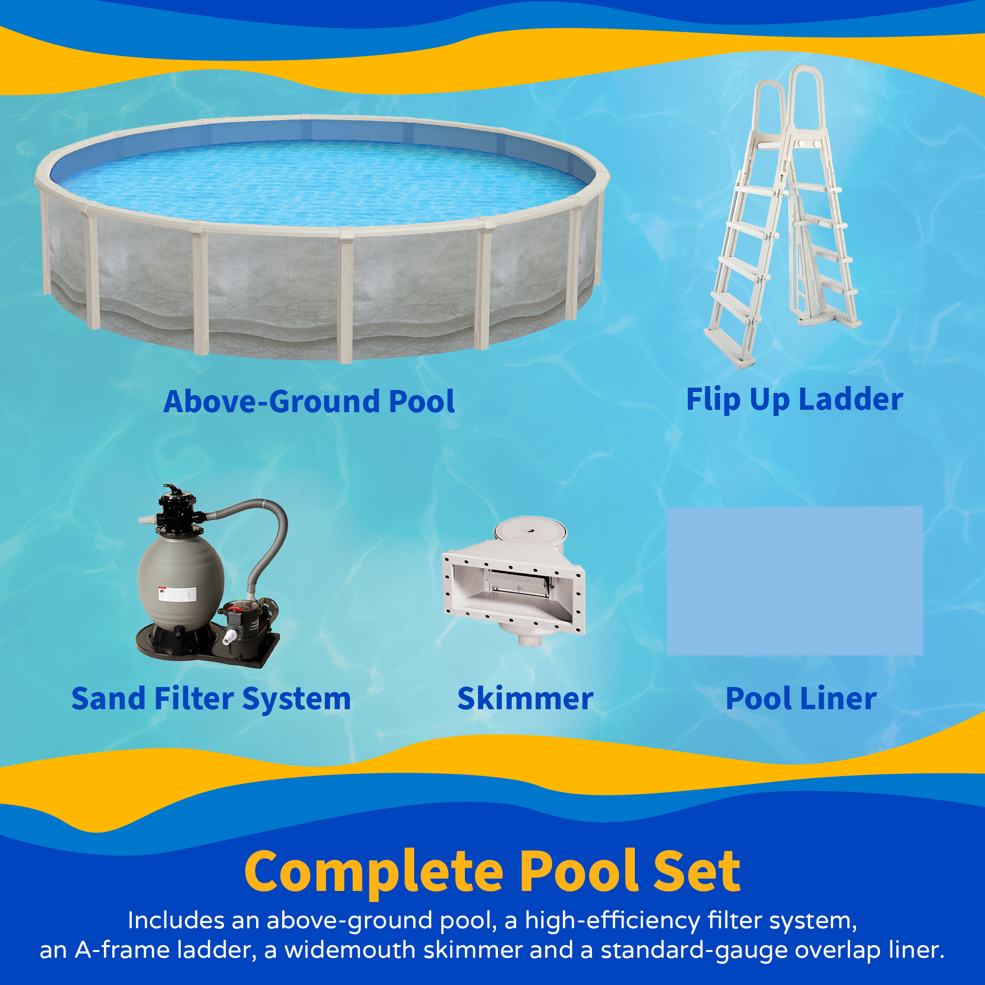 Trinity 27-ft Round 52-in Deep Steel Wall Pool Package with 7-in Top Rail | NB19914 image 8