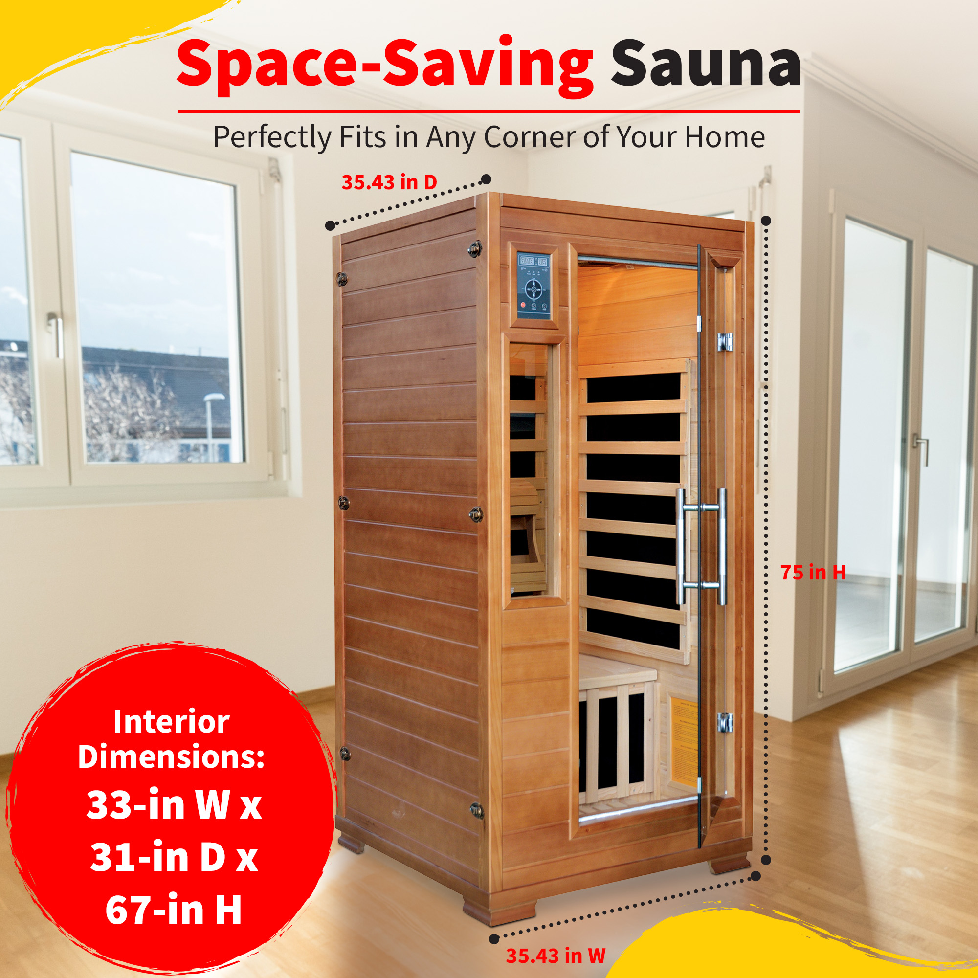 1-2 Person Hemlock Infrared Sauna with 5 Carbon Heaters | SA3202 image 5