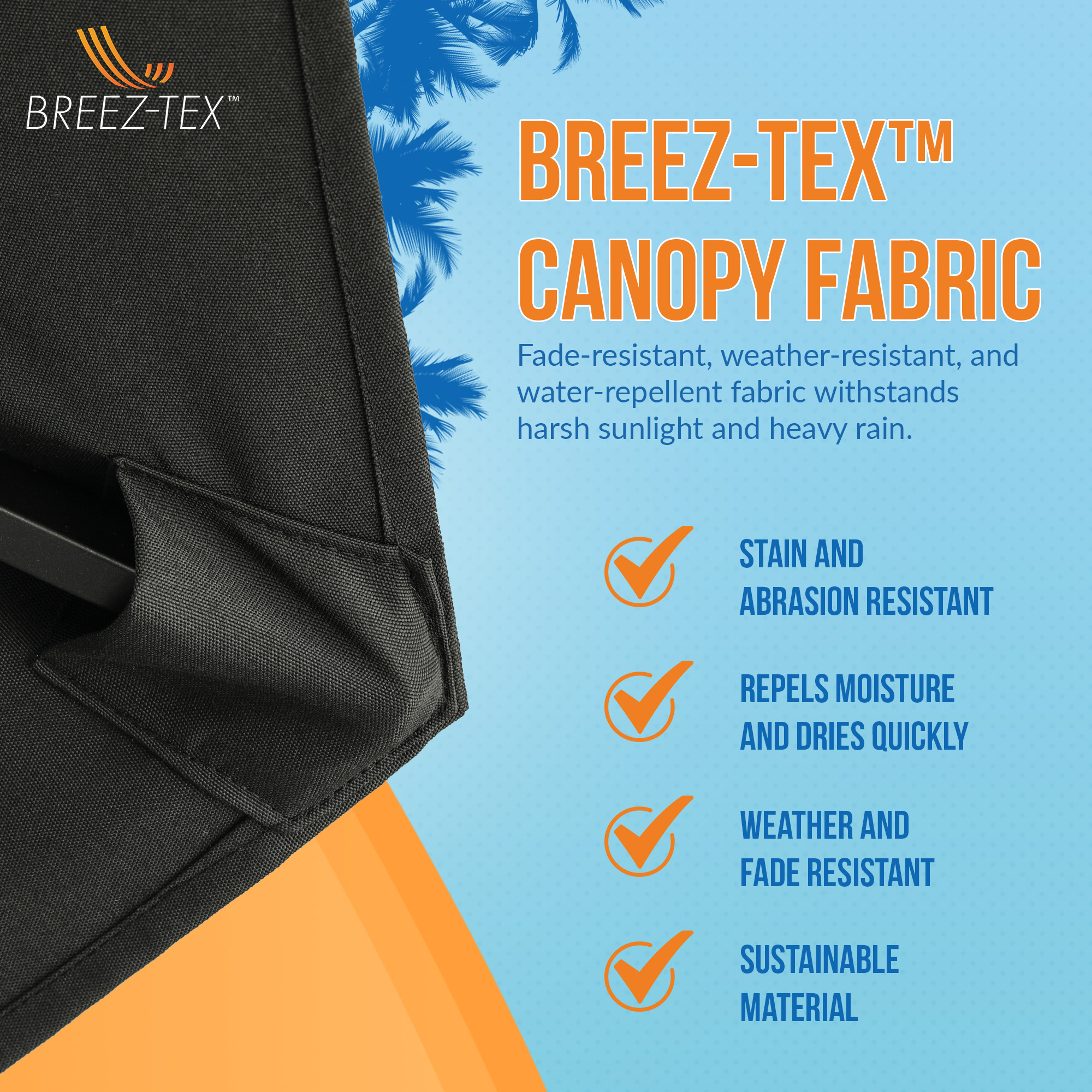 Mirage 9-ft Octagon Market Umbrella with Auto-Tilt - Black - Breez-Tex Canopy | NU6843 image 7