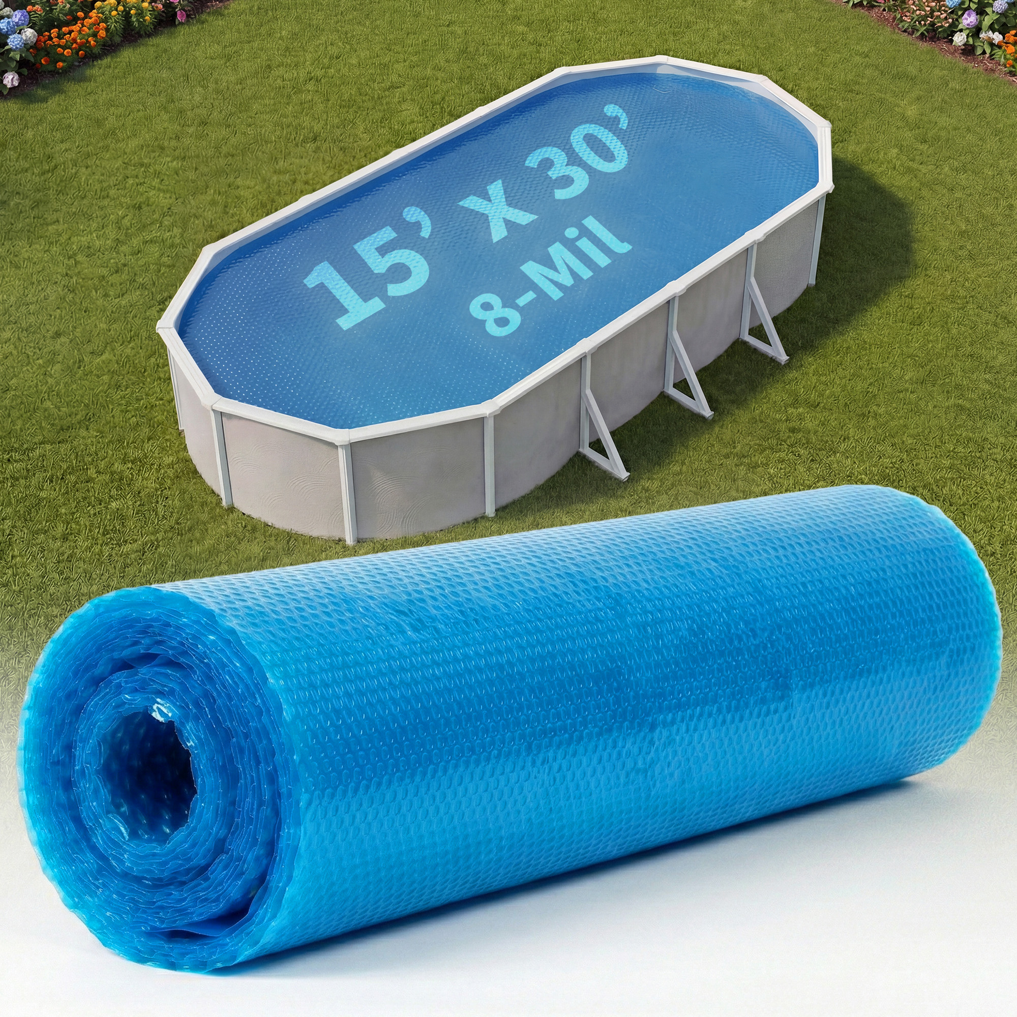 8-mil Solar Blanket for Oval 15-ft x 30-ft Above-Ground Pools – Blue | NS140 image 2