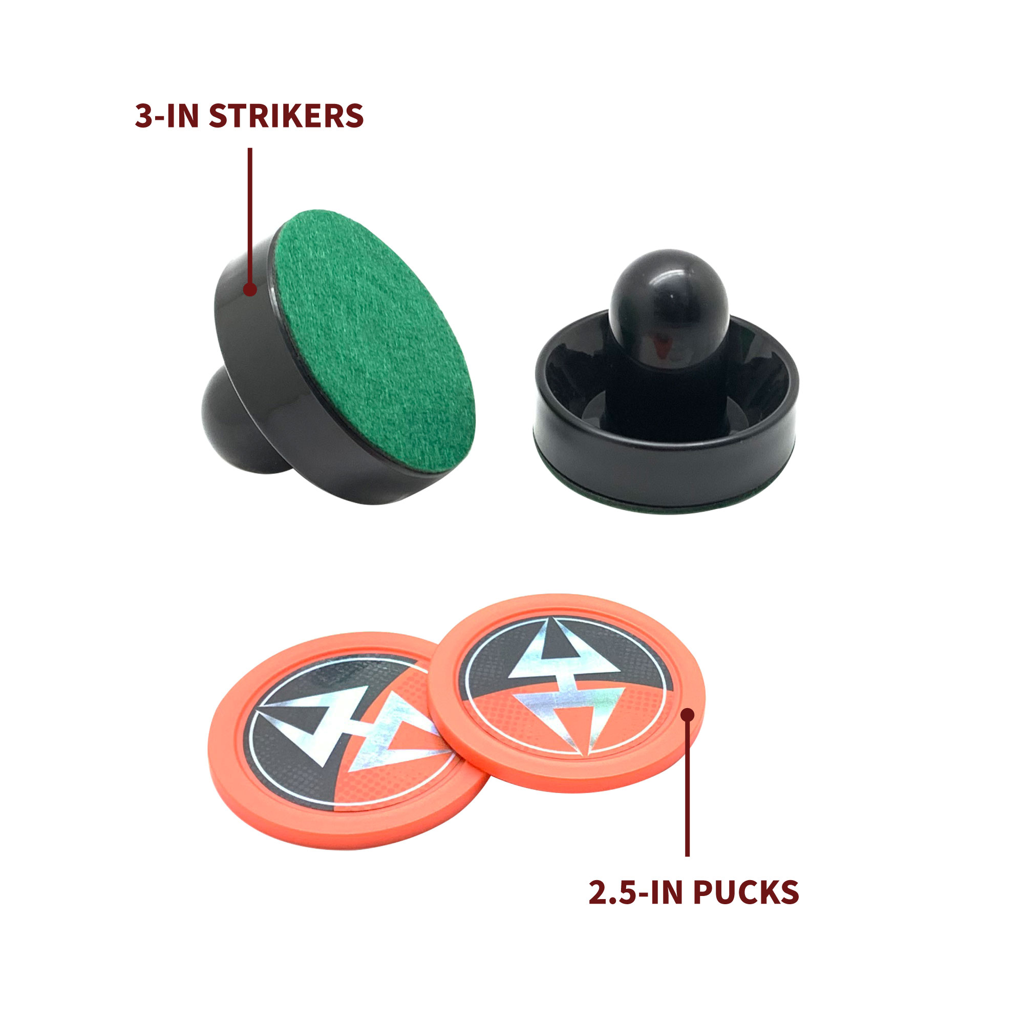 Air Hockey 3-in Strikers and 2.5-in Pucks - Black and Orange | BG50383 image 2