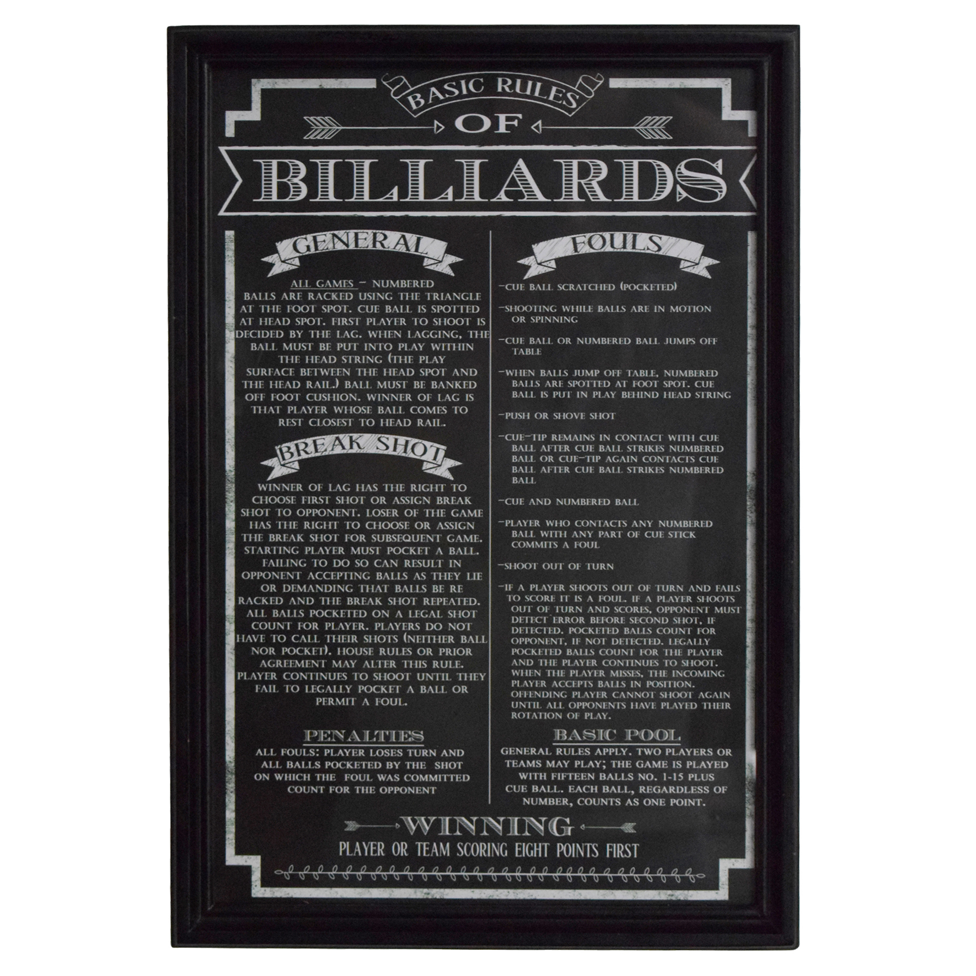 Billiards Game Rules Wall Art | BG2029BL - product image