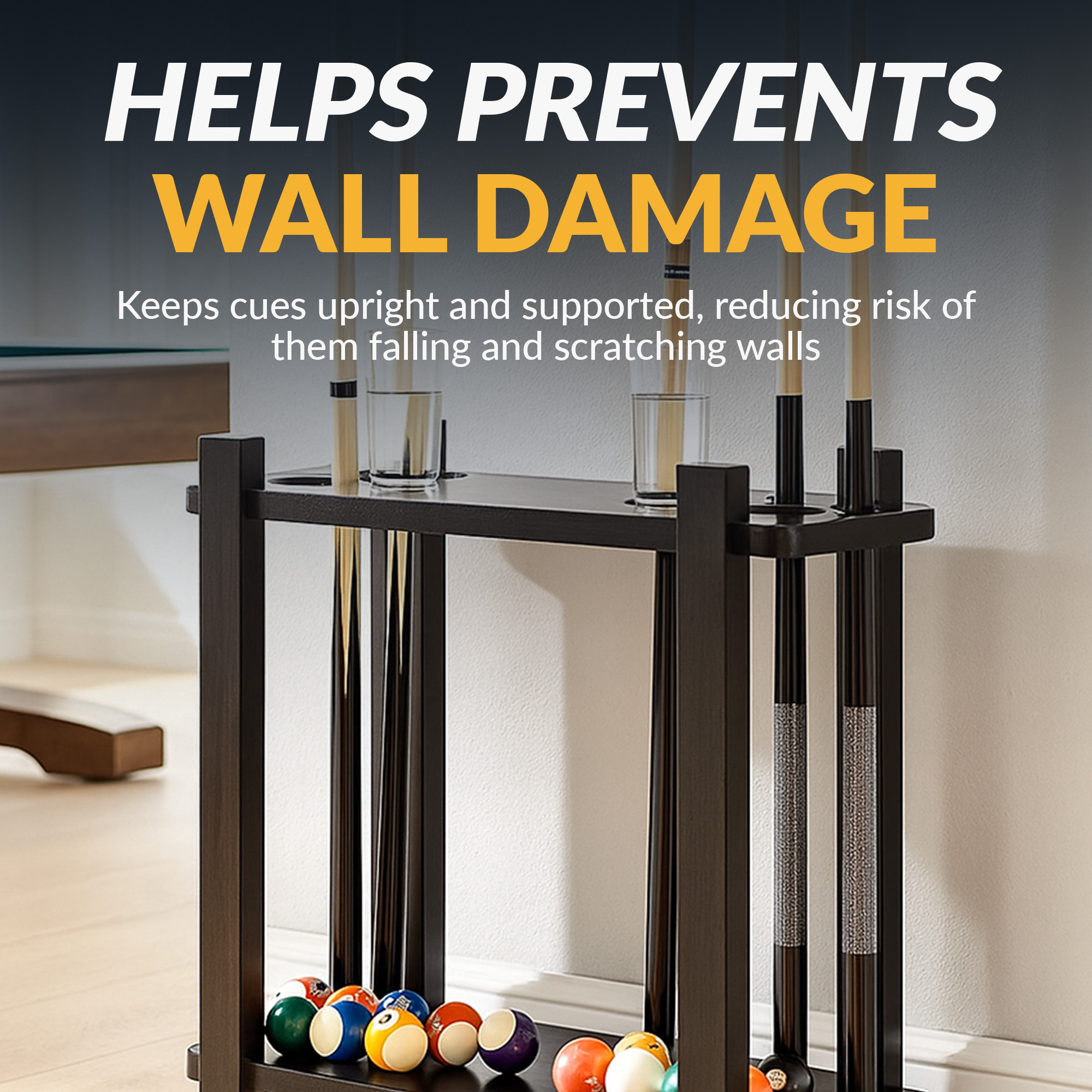 Classic 28-in Floor Billiard Cue Rack - Black Finish | BG2567-BK image 7
