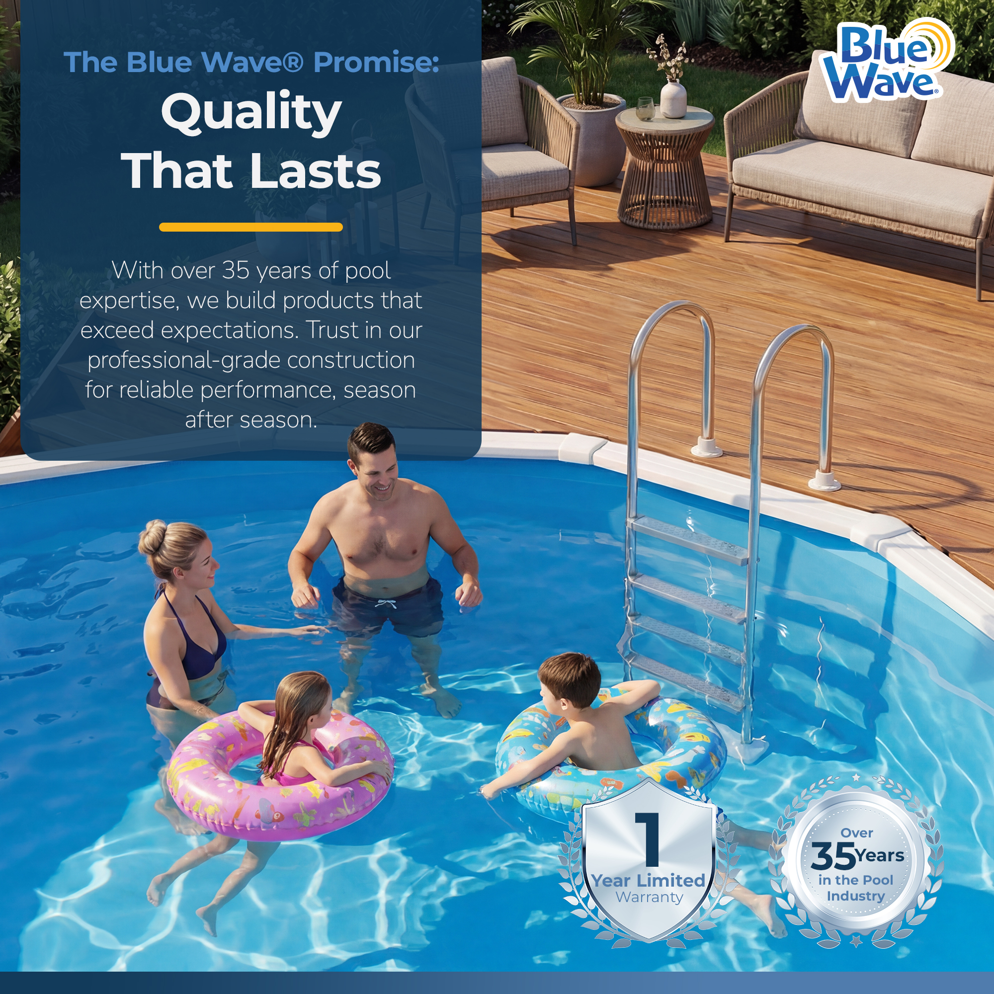 Premium Stainless Steel In-Pool Ladder for Above Ground Pools | NE1145 image 8