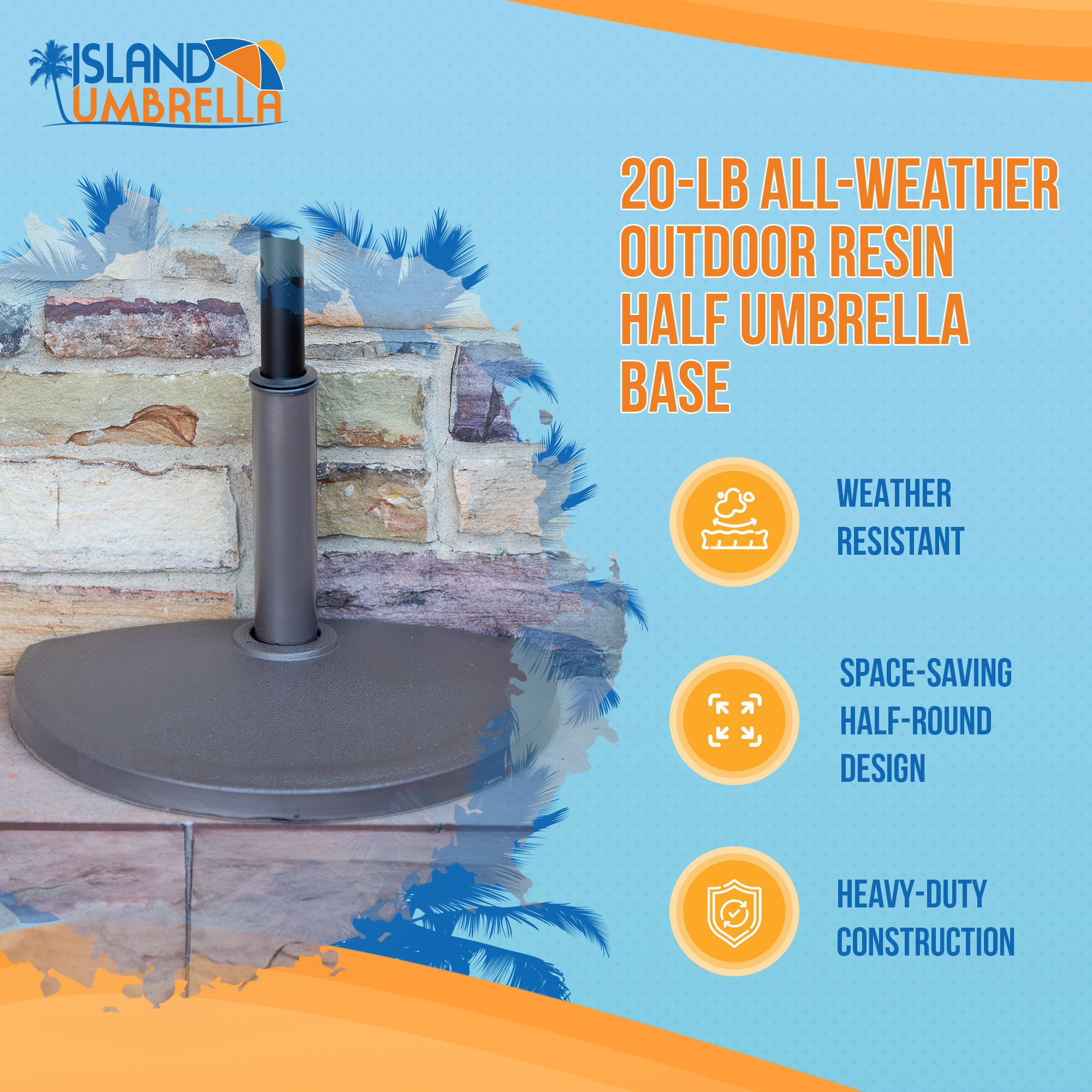 20-lb All-Weather Outdoor Resin Half Umbrella Base - Bronze | NU5420 image 2