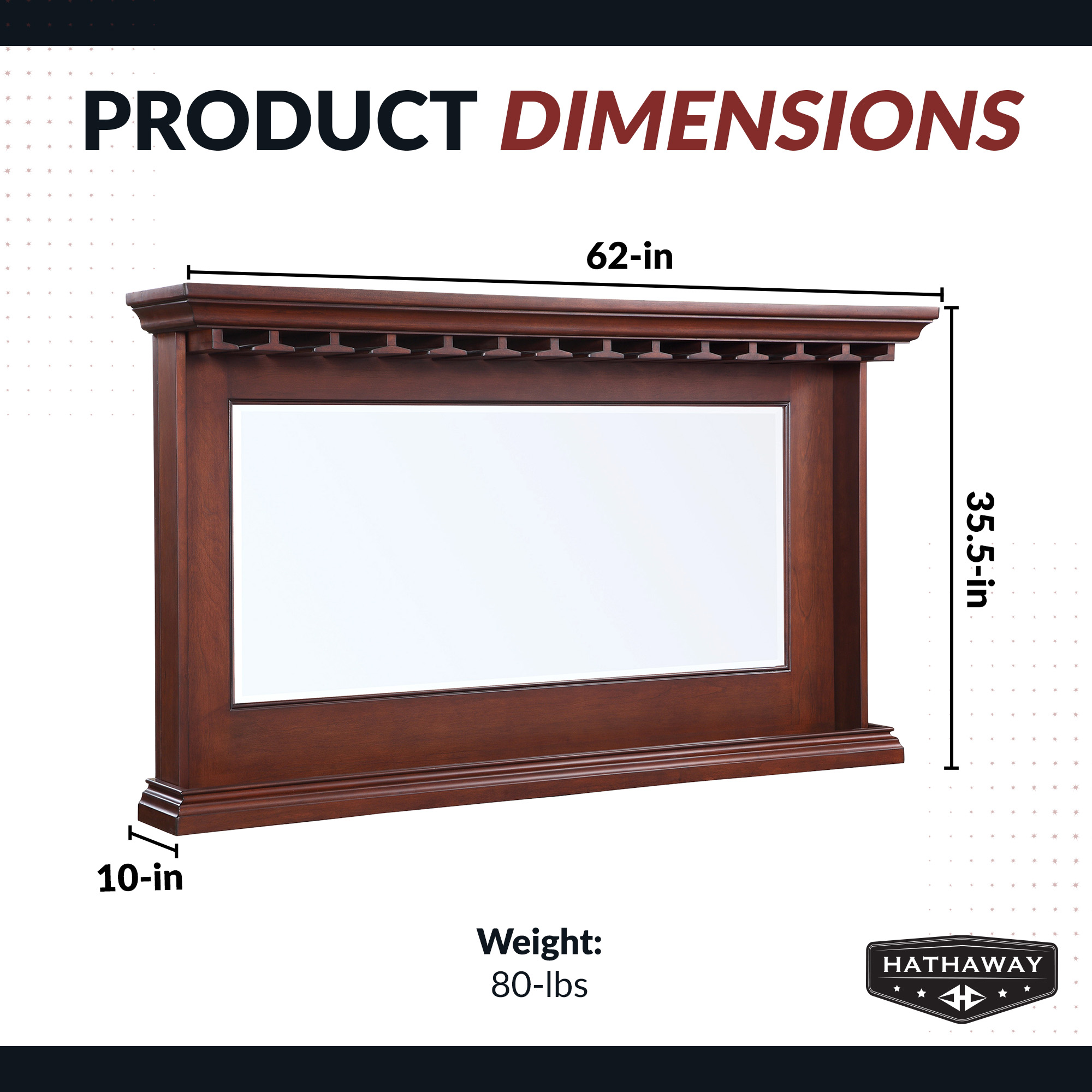 Seville 62-in Hardwood Back Bar Mirror - Mahogany Finish | BG2729 image 3