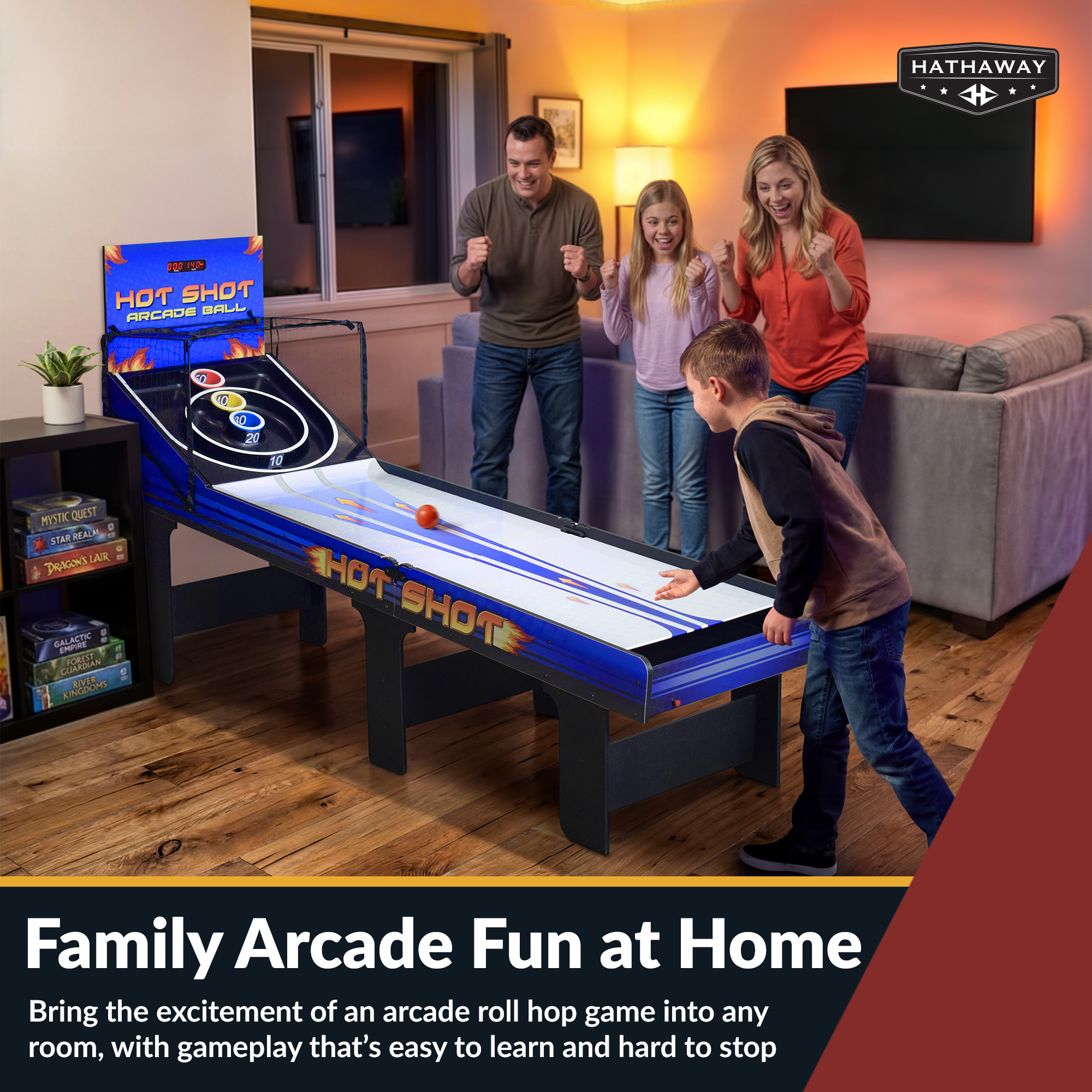 Hot Shot 8-ft Roll Hop and Score Arcade Game Table with LED Scoring | BG2015 image 8