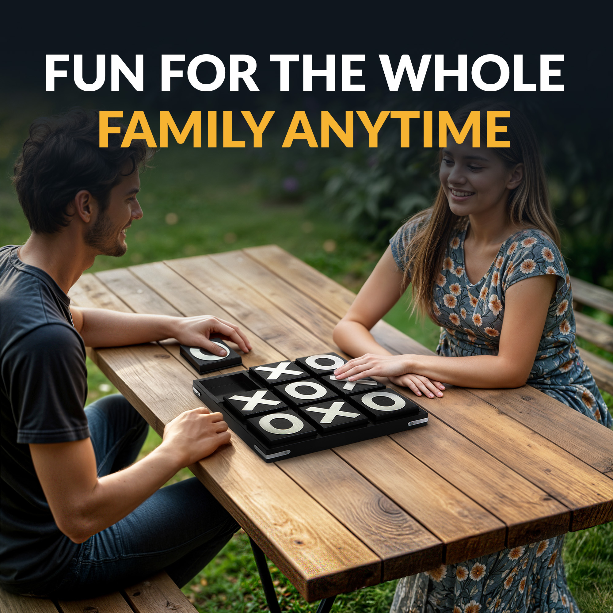 Vintage 14-in Wooden Board Tic-Tac-Toe Set | BG3149 image 4