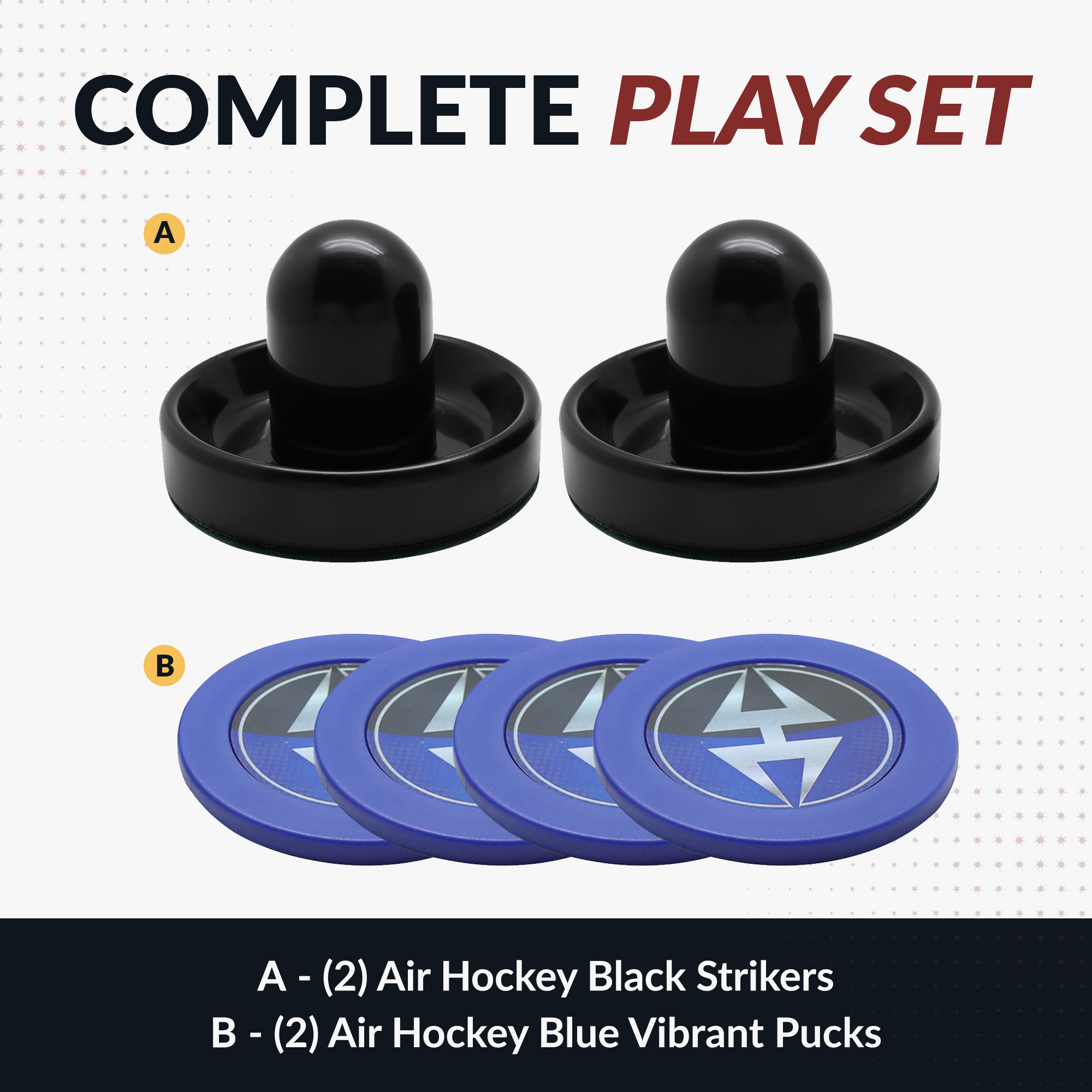 Air Hockey 3.75-in Strikers and 2.87-in Pucks - Black and Blue | BG50384 image 3