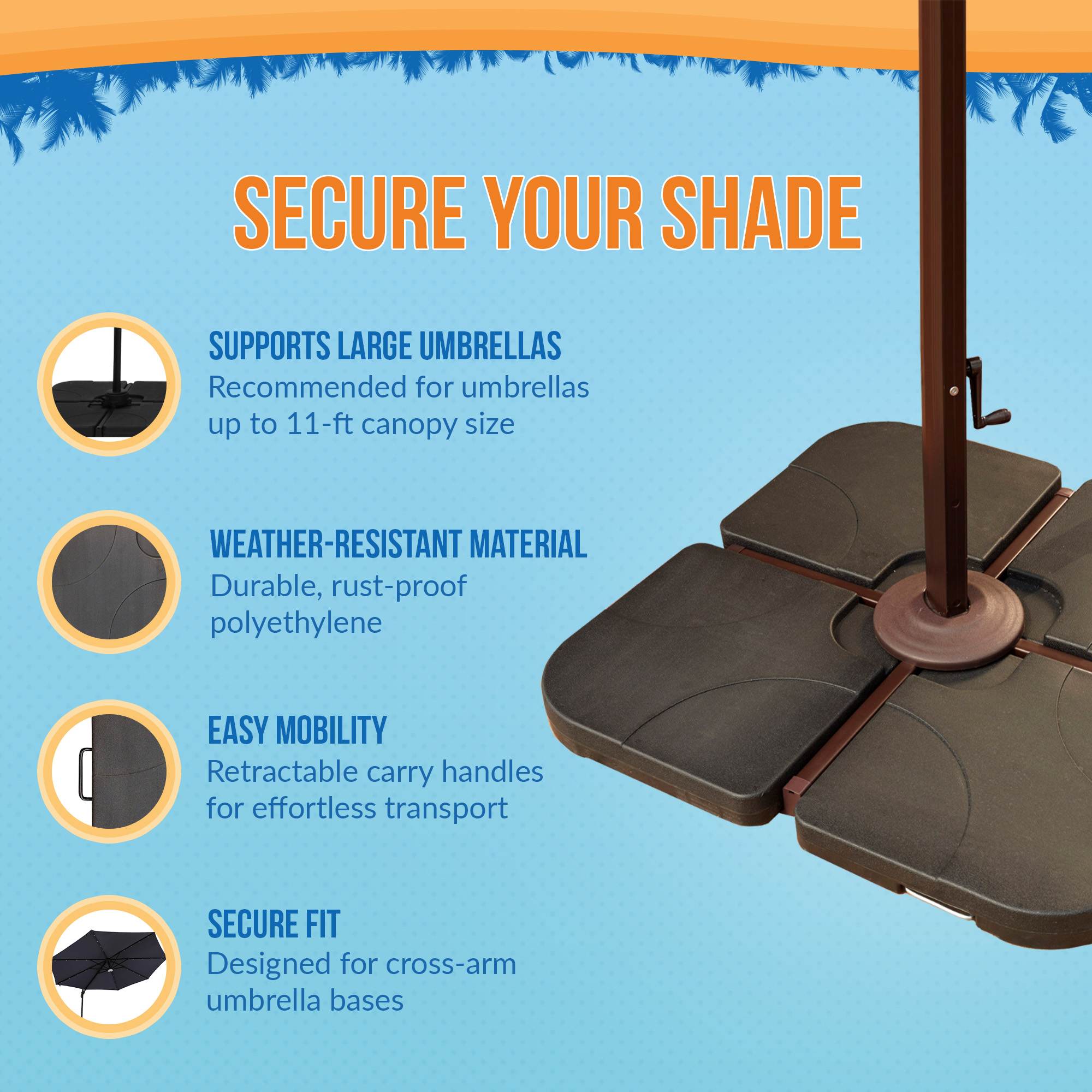(4) 35-lb Resin Umbrella Base Weights in Black | NU5395C image 4