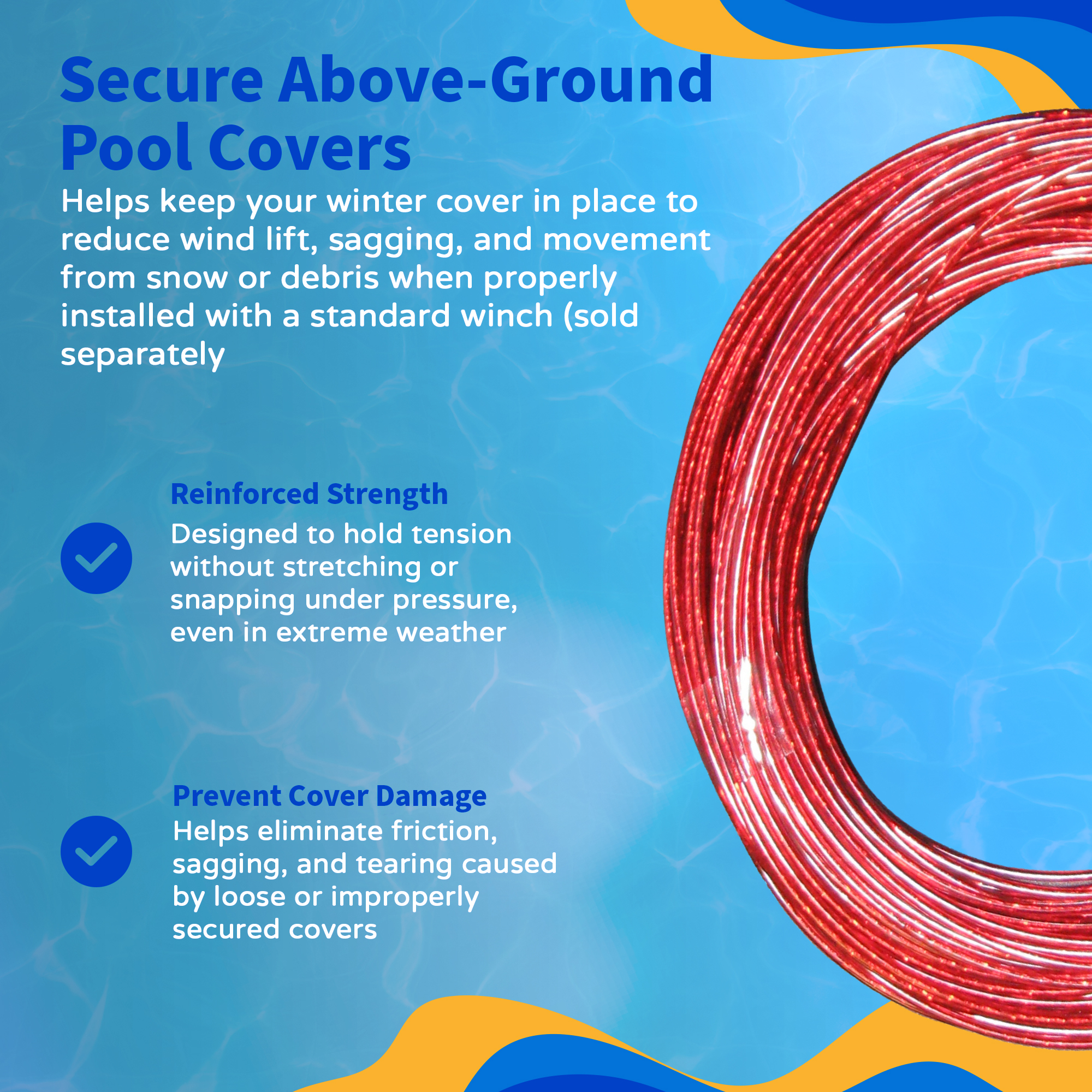 100-ft Above Ground Pool Cover Cable | NW166 image 6
