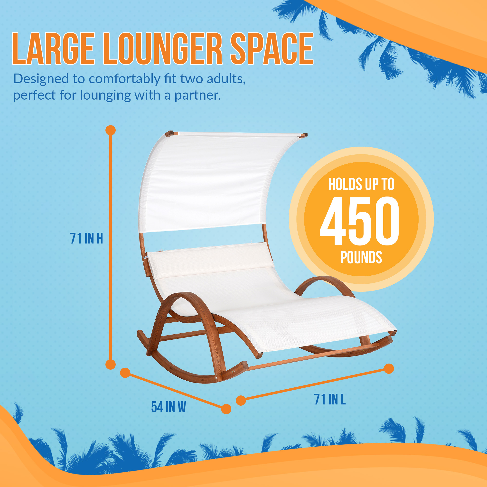 Bentwood Breeze Wood Frame Dual Rocking Lounger With Canopy | NU6903 image 5
