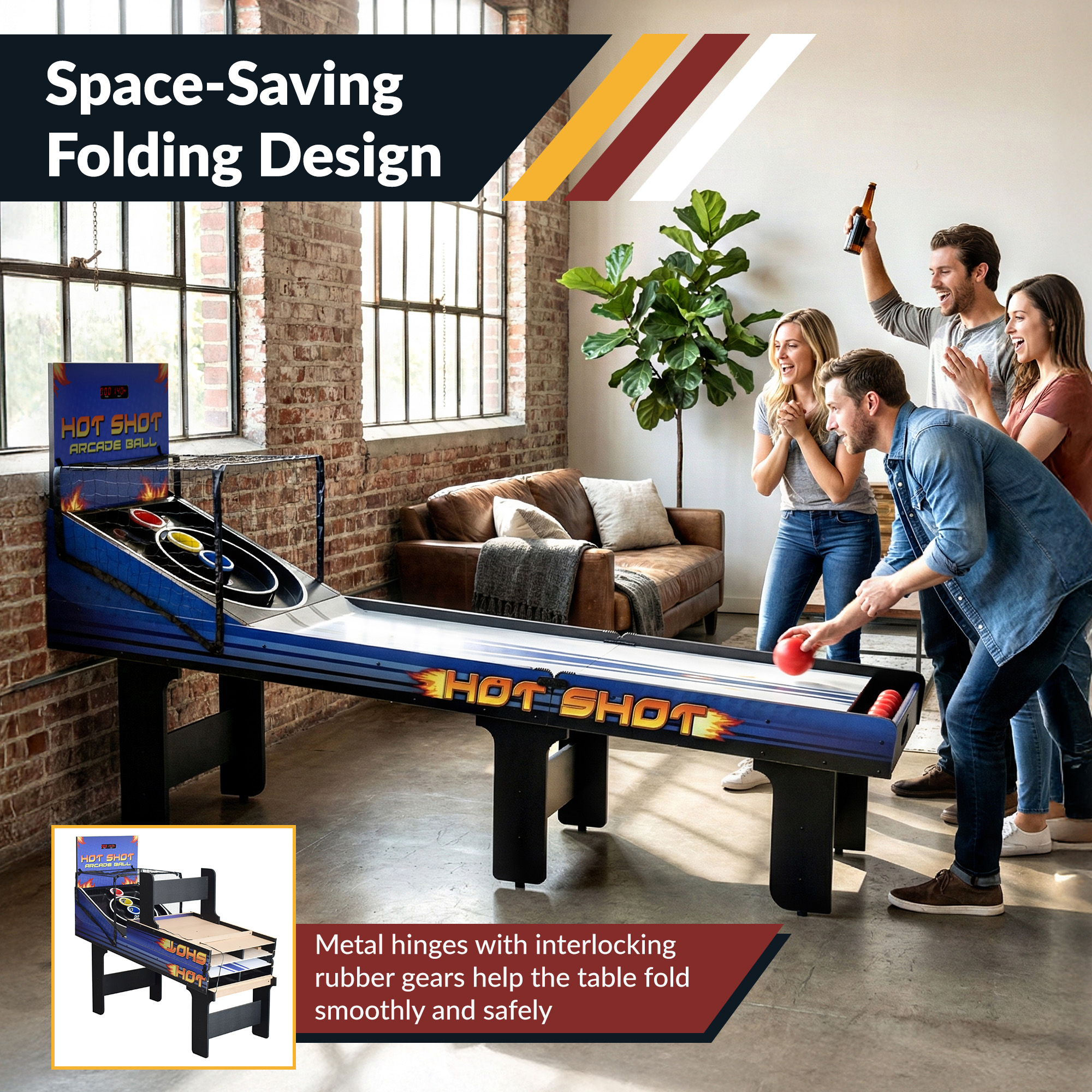 Hot Shot 8-ft Roll Hop and Score Arcade Game Table with LED Scoring | BG2015 image 6