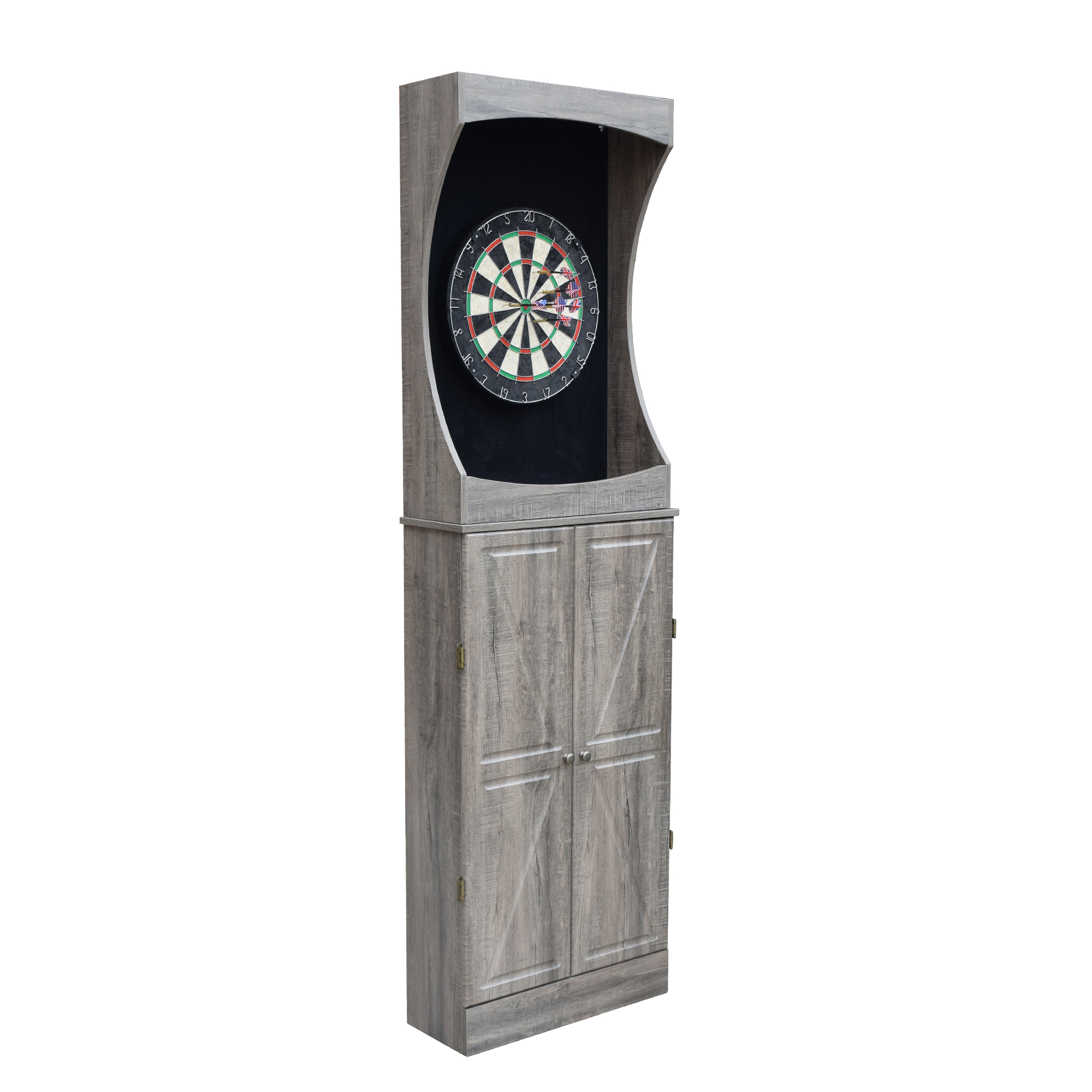 Westwood Bristle Dartboard and 84-in Free-Standing Cabinet - Rustic Gray | BG50367 - product image