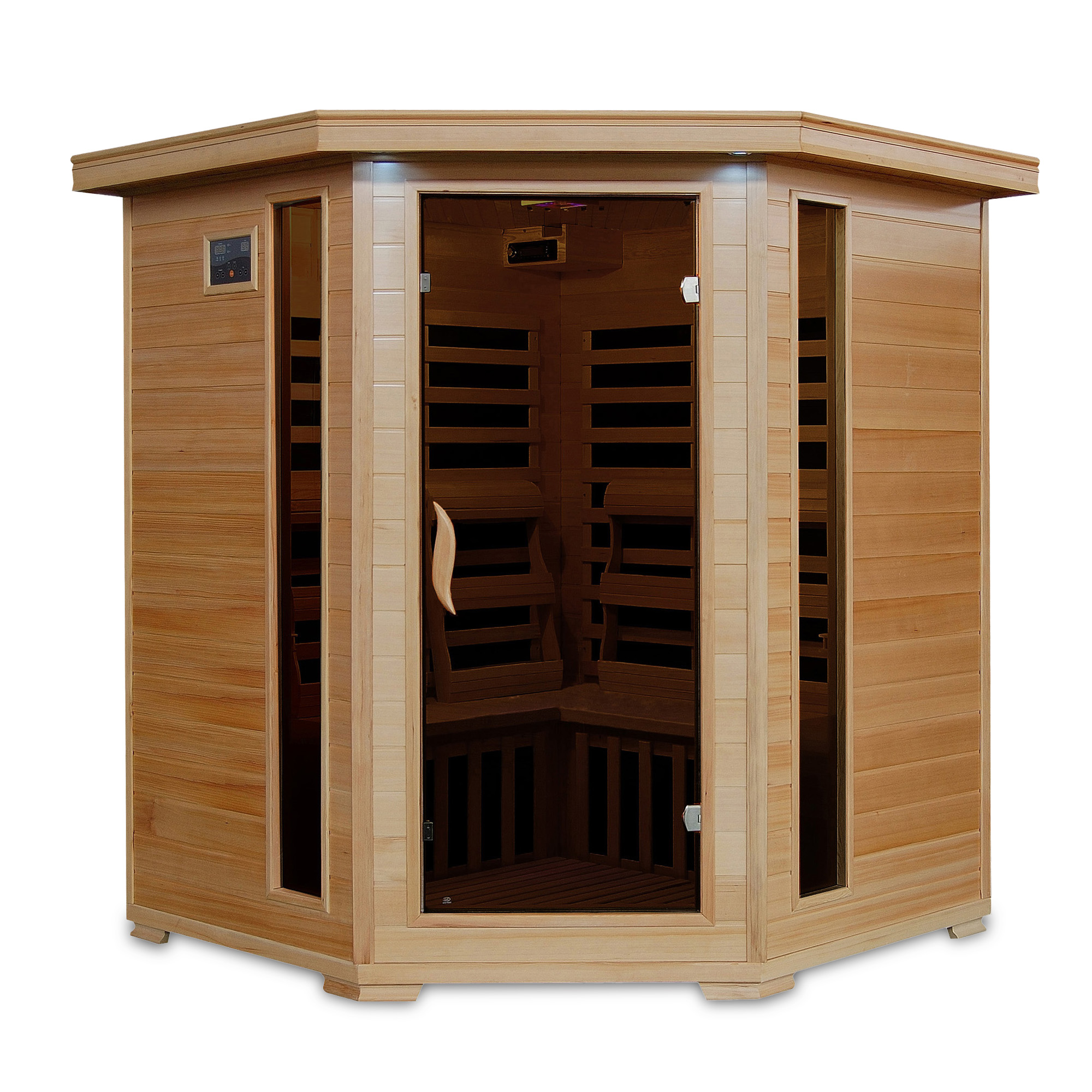 Tucson 4-Person Hemlock Corner Infrared Sauna with 10 Carbon Heaters | SA2420DX image 2