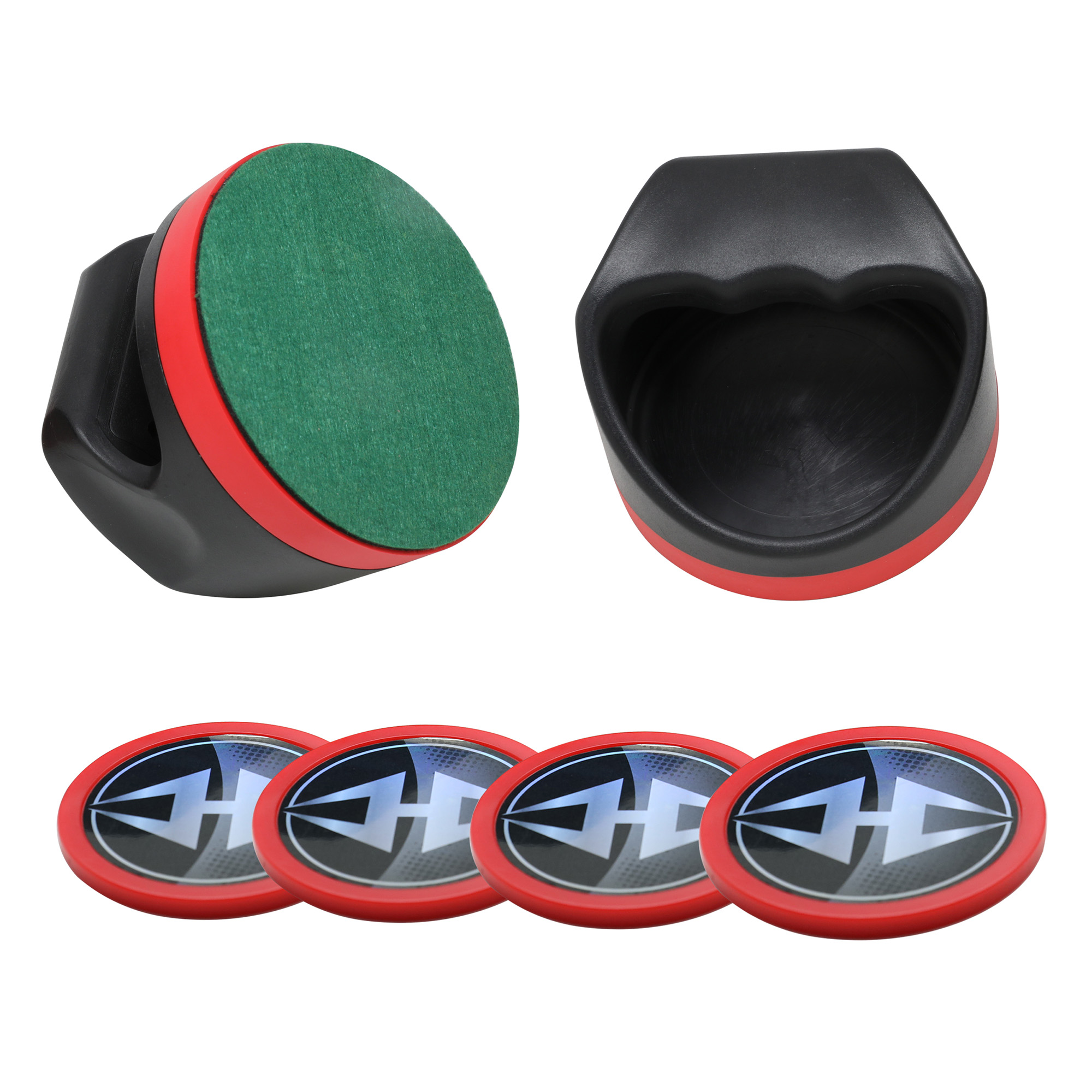 Air Hockey 4-in Strikers and Four 3-in Pucks - Black and Red | BG50385 - product image