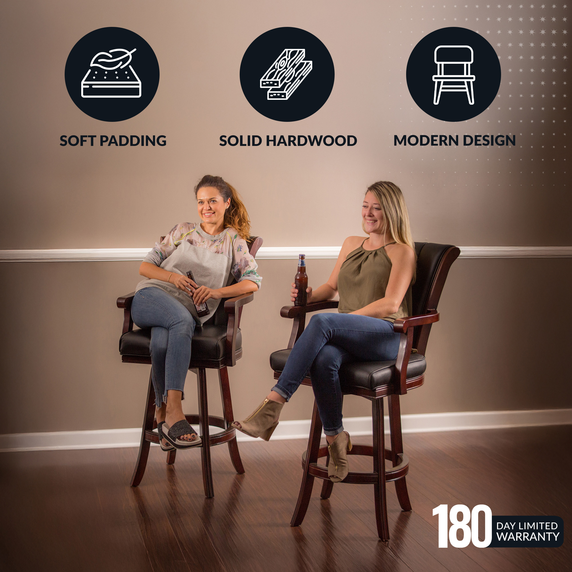 Avondale 29-in Swivel Bar Stool with Arm Rests - Mahogany Finish | BG2815 image 5