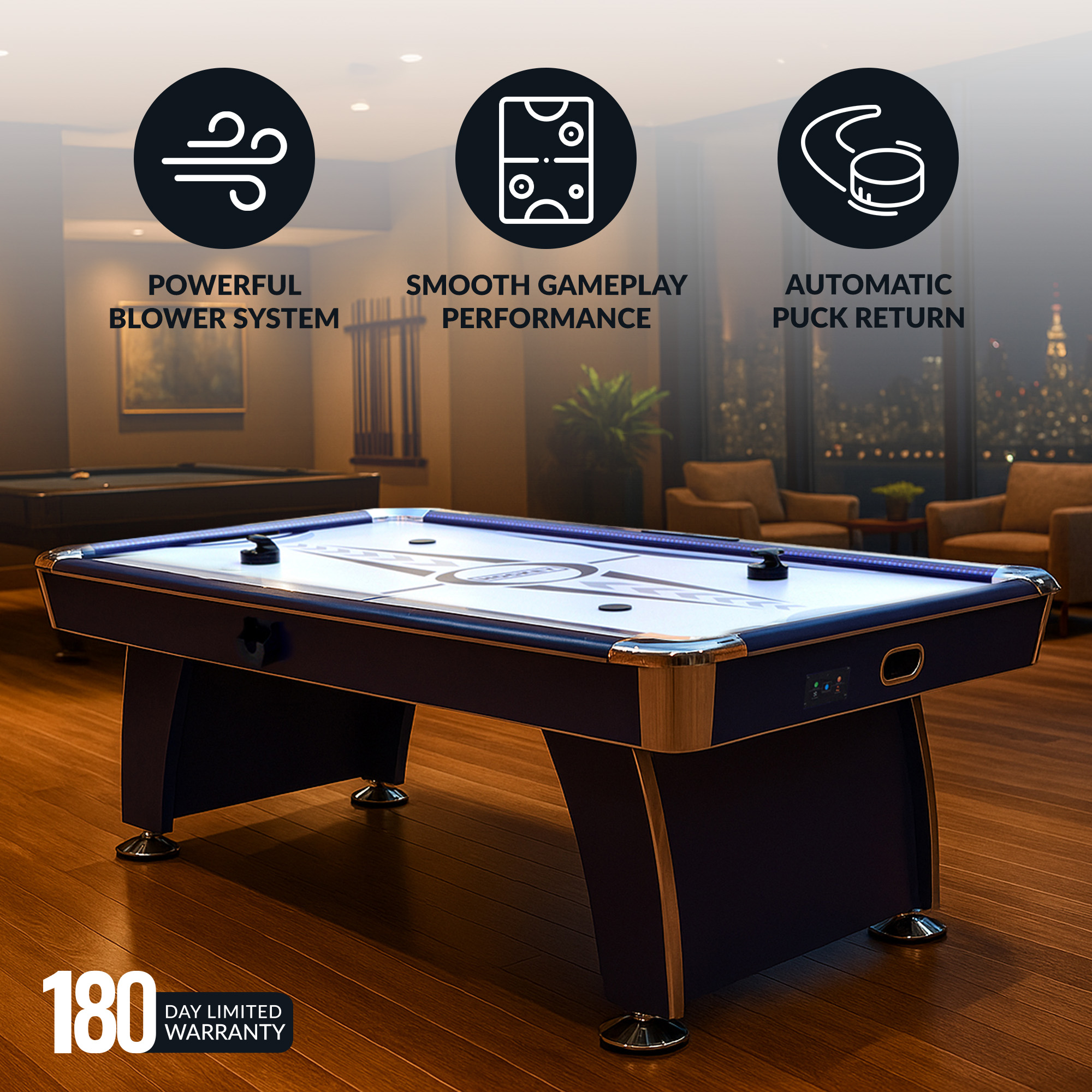 Phantom II 90-in Air Hockey Table with LED Scoring and Lights | BG50389 image 5