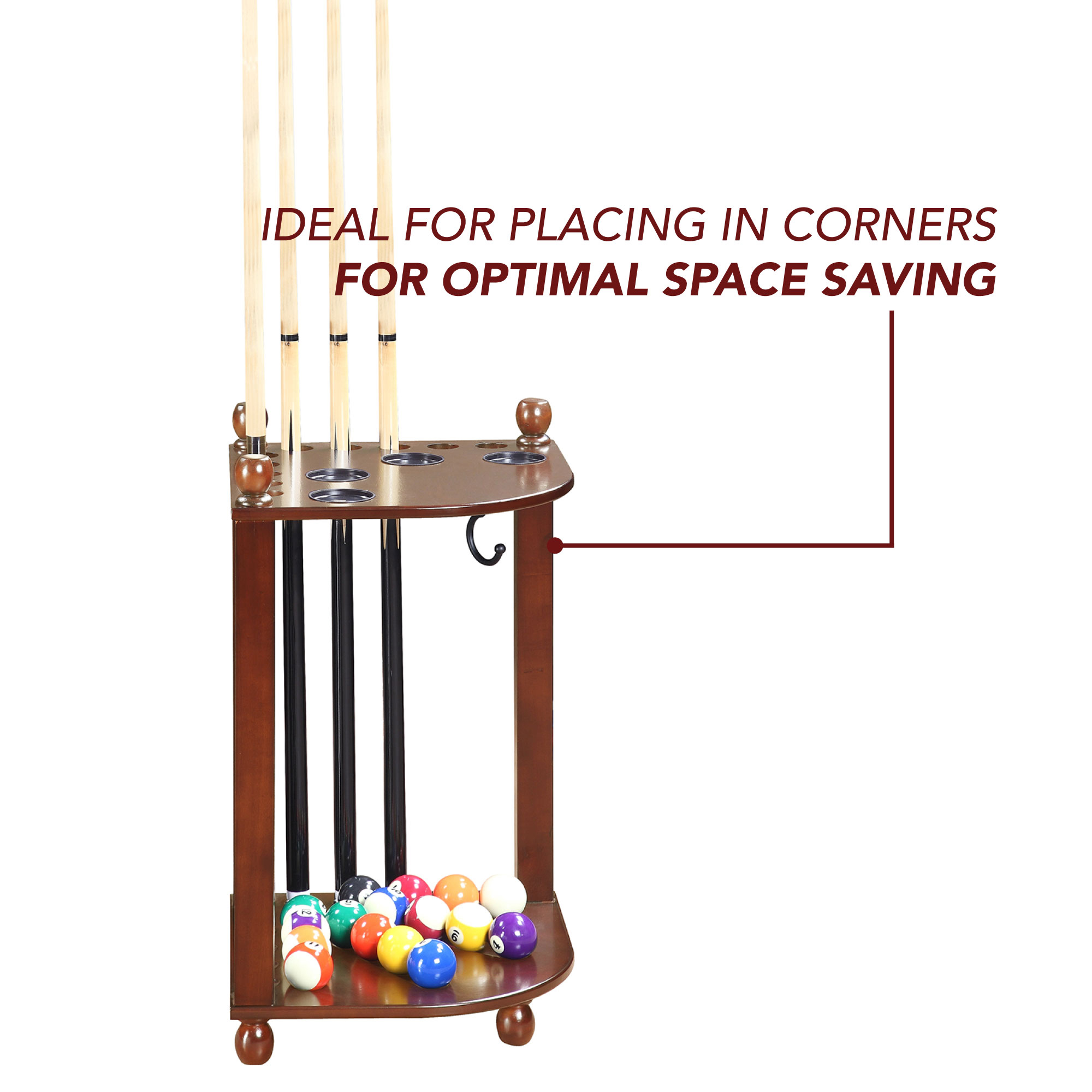 Regent 28-in Corner Floor Billiard Cue Rack - Walnut Finish | BG2569W image 3