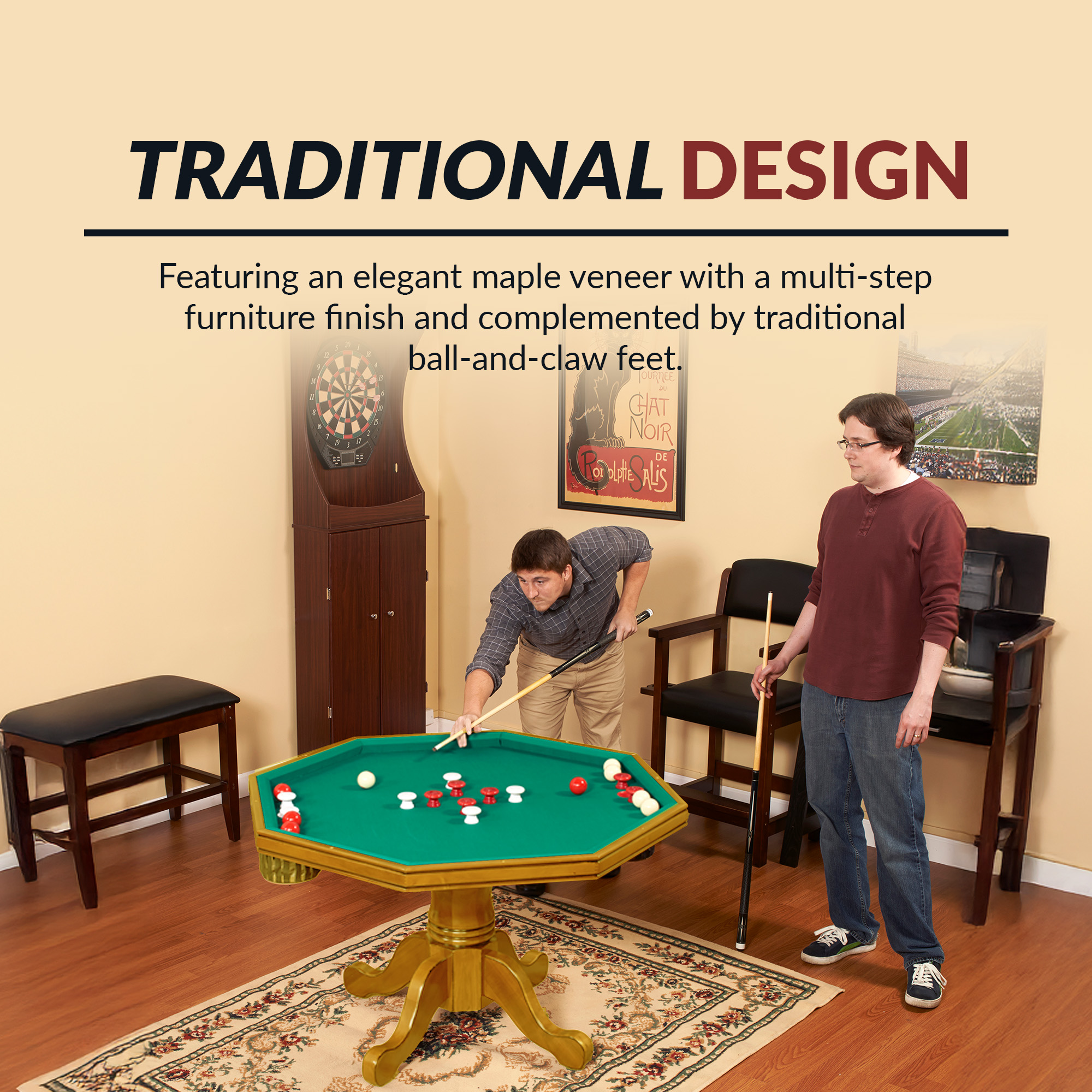 Kingston 48-in Poker Table Combo Set (Table Set Only) - Oak Finish | BG2351T image 7