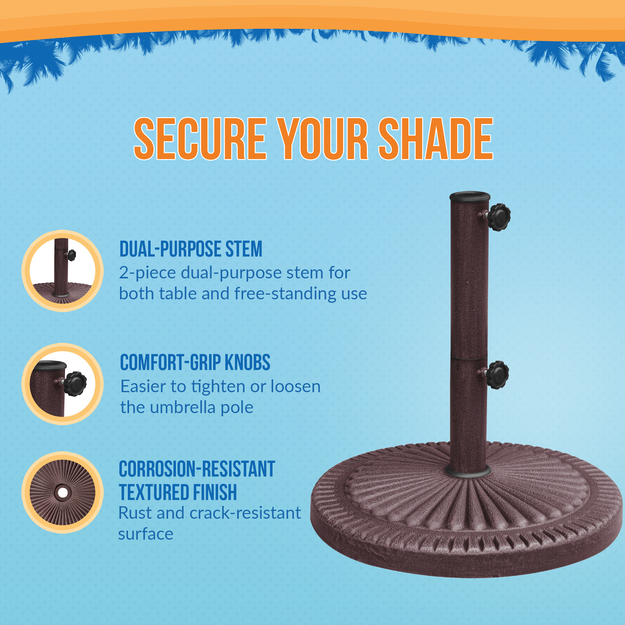 66-lb All-Weather Outdoor Resin Umbrella Base - Bronze | NU5406 image 4